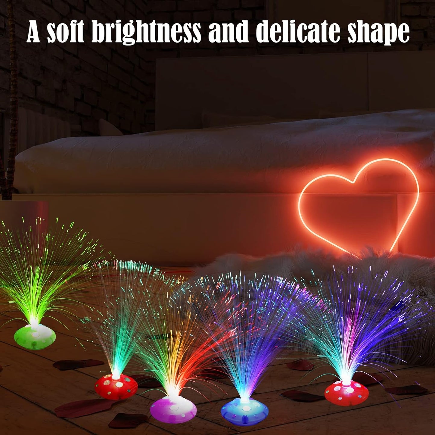 Retisee 24 Pcs Halloween Fiber Optic Lamp Multicolored Centerpiece Optic Lights Battery Powered with Cone Base Illuminated Crystals for Room Wedding Holiday Independence Day Tables Disco Party