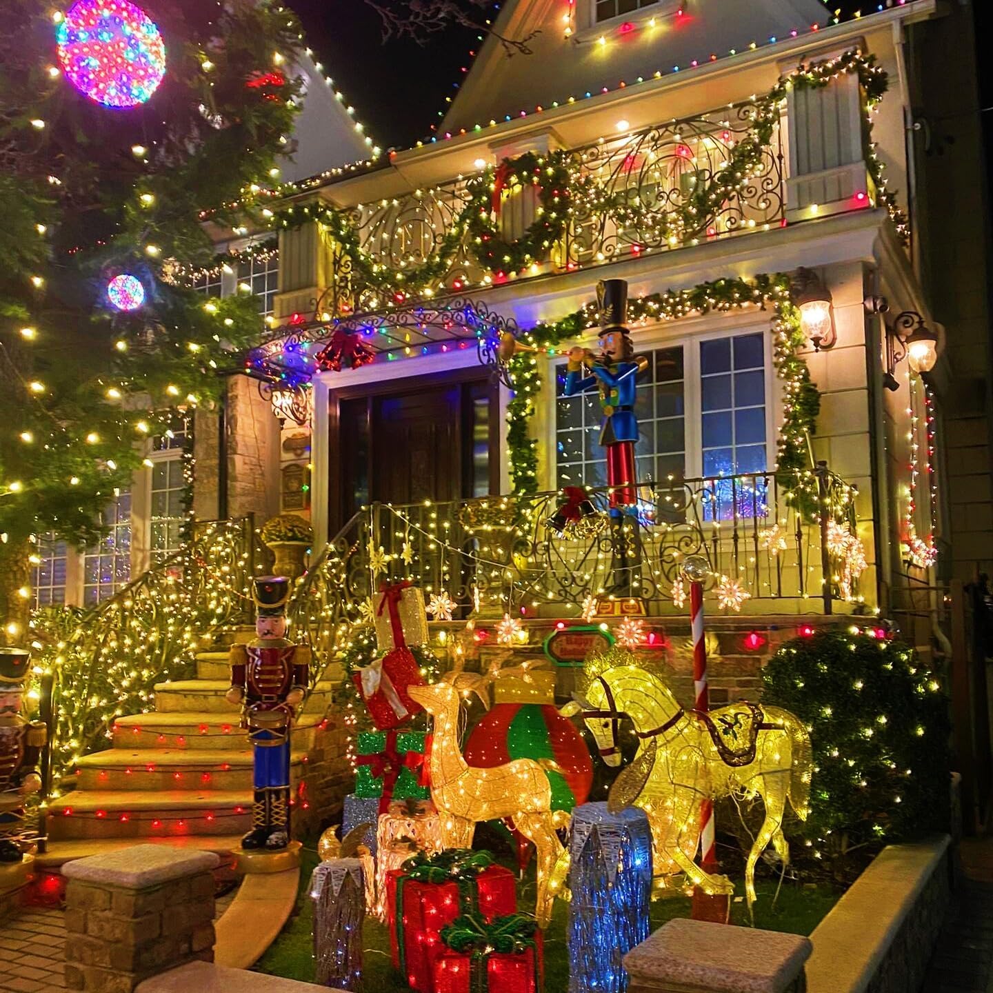 YEGUO 500 LED 165ft Christmas Lights Outdoor Waterproof, Warm White String Lights Indoor, 8 Modes Green Wire Twinkle Xmas Tree Lights Plug in with Memory Timer