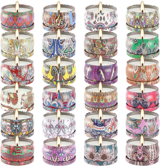 24 Pack Scented Candles Set for Home, Relaxing Stress Relief, Aromatherapy - Natural Soy Wax and Fragrance - Gifts for Women, Mom, Best Friend, Wife, Birthday