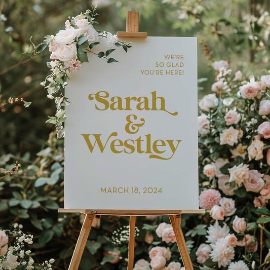 Personalized Wedding Welcome Sign, Customized White Acrylic Sign for Wedding, 3 Optional Sizes, 29 Design Colors - Wedding Plaque for Welcome Sign, Customizable Wedding Décor