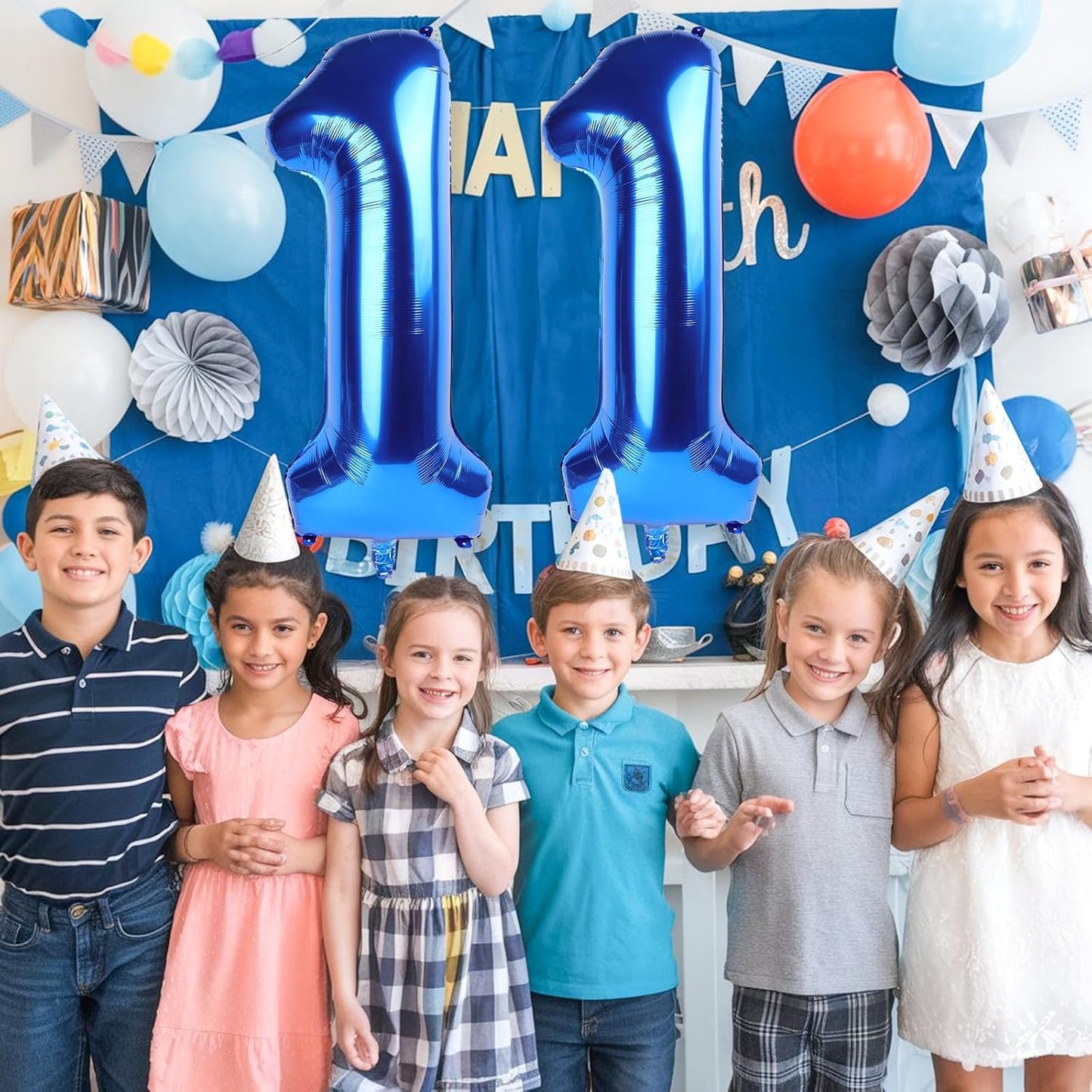 11 Balloon Number Birthday, Giant Navy Blue Number 1 & 1 Helium Foil Balloons for Boys 11th Birthday, Dark Royal Blue 40'' Self Inflating Mylar 11 Balloon for Men Anniversary Party Decoration Supplies