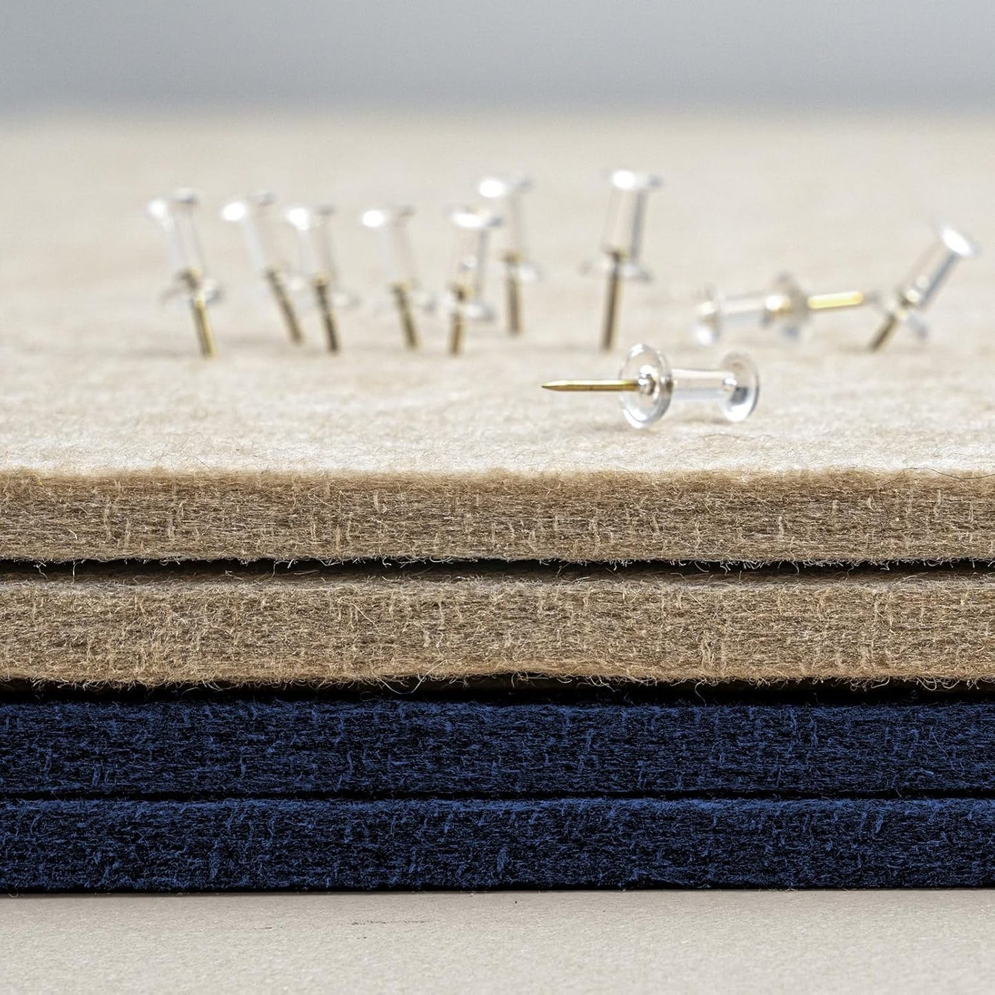 Bulletin Board, 36 x 24 inches Felt Board - Decorative Pin Board, Cork Board Alternative for Wall, 3' x 2' Foldable Picture Board Self-Adhesive Vision Board Prayer Board with 20 Pushpins - Dark Blue