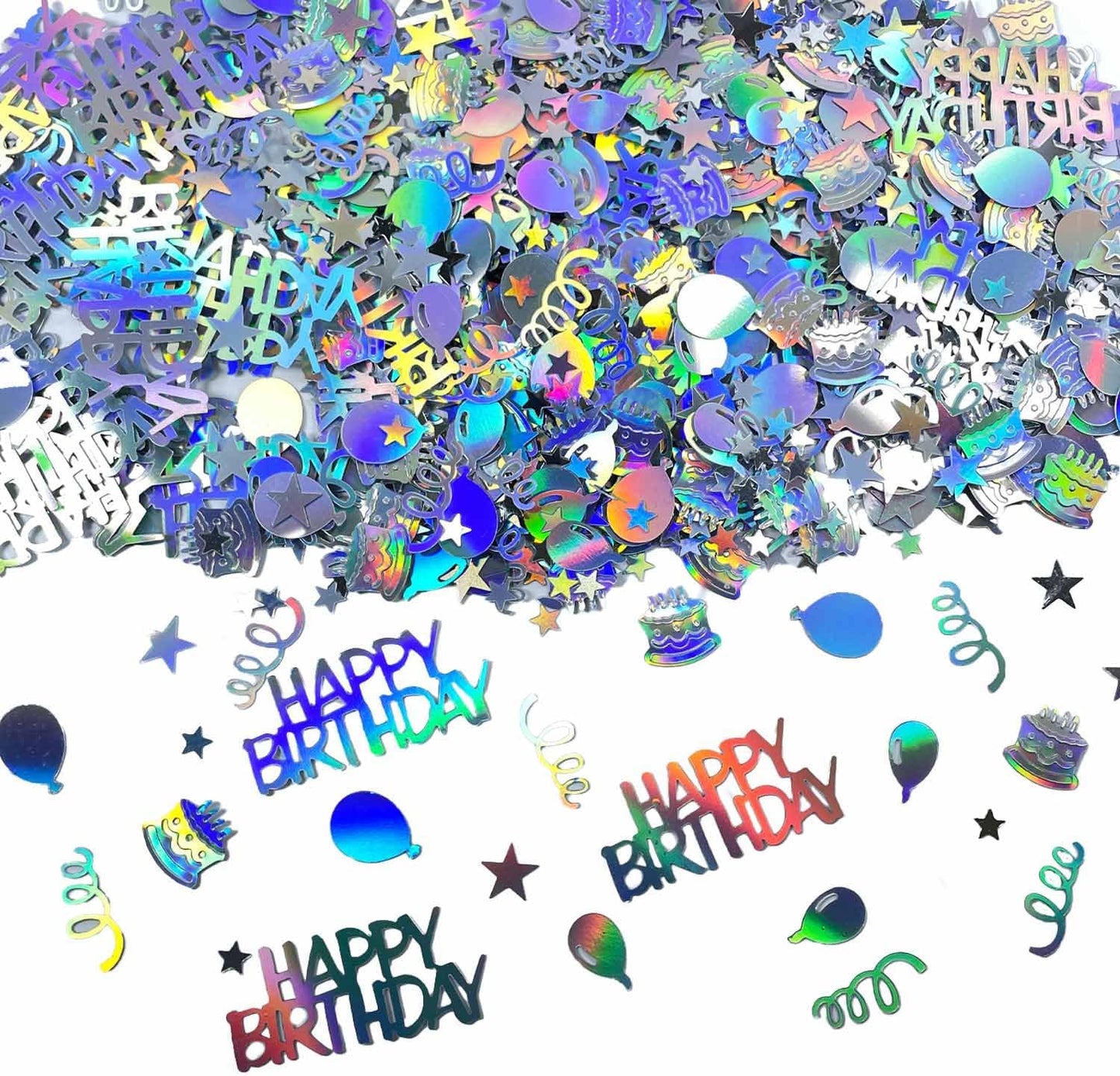 Iridescent Happy Birthday Confetti, Birthday Party Confetti Metallic Foil Sprinkles Confetti Decorations for Kids Adult Party Baby Shower Decor, DIY Arts and Crafting