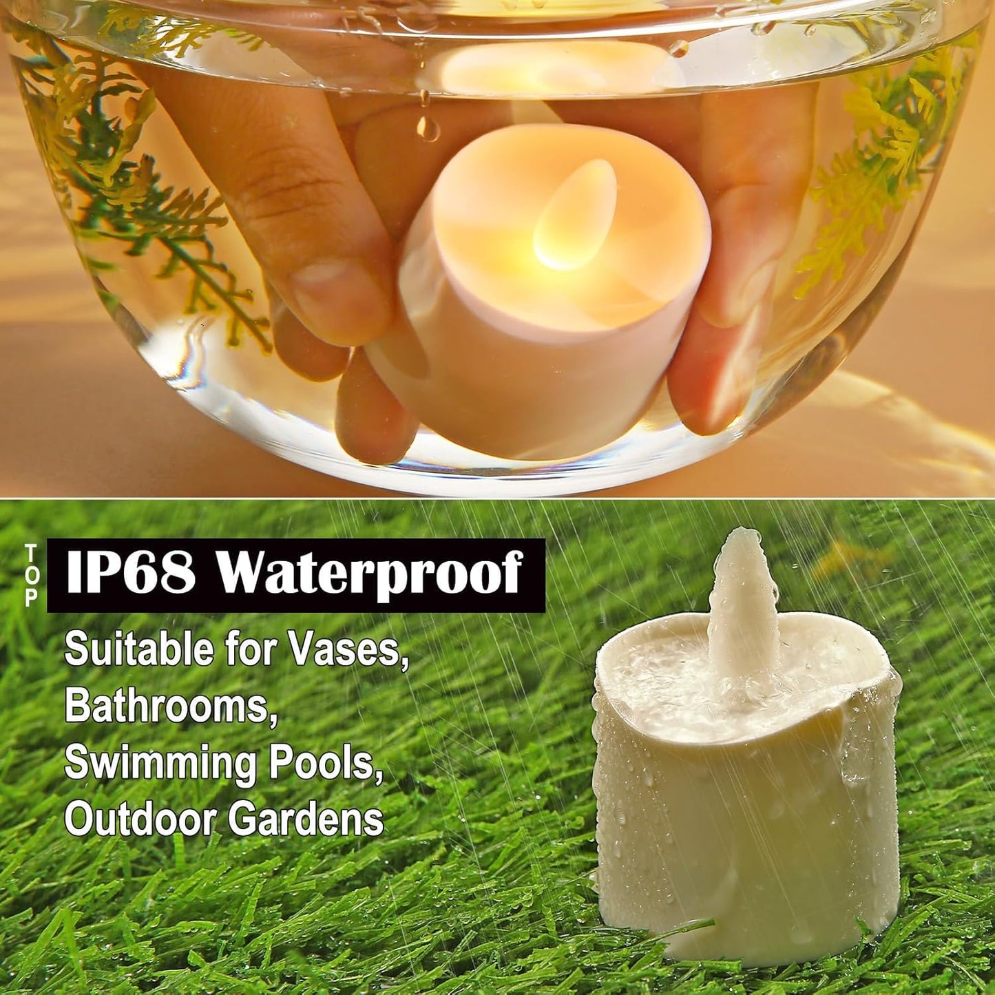 HL Flameless Candles with Remote Timer, 100+Hours Rechargeable Waterproof Battery Operated Tea Lights with Charging Base, Yellow LED Votive Floating Candles for Festival Wedding Home Party Decor-6pcs