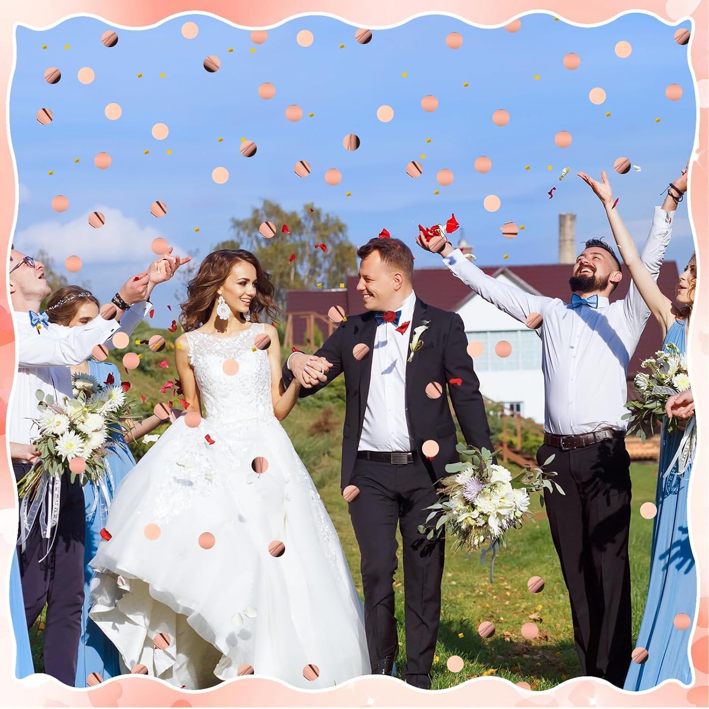 MARFOREVER Round Tissue Paper Confetti, Rose Gold Table Confetti Dots Decorations Birthday Party Scatter Table Sprinkles Hearts for Balloons Wedding Baby Shower Festival Supplies(1 inch)