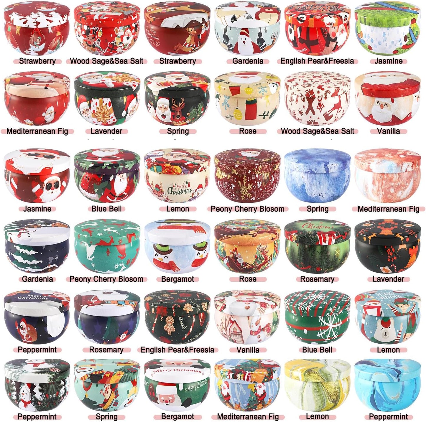 36 Pack Christmas Scented Candles Gift Set 2.5oz Strong Fragrance jar Candles Natural Soy Wax Candles Portable Travel Tin Jar Candles Gifts for Home Scented Decoration Birthday Valentine'sDay