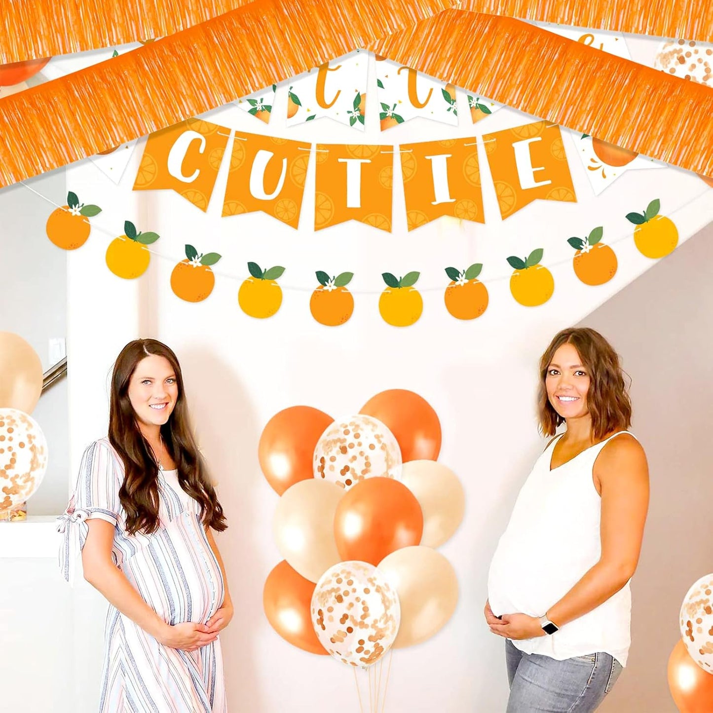 10 Pack 10 Feet Foil Fringe Garland Metallic Tinsel Streamers Banner Wall Hanging Curtain Backdrop for Parade Floats, Bachelorette, Wedding, Birthday, Halloween, Christmas Party Decorations(Orange)