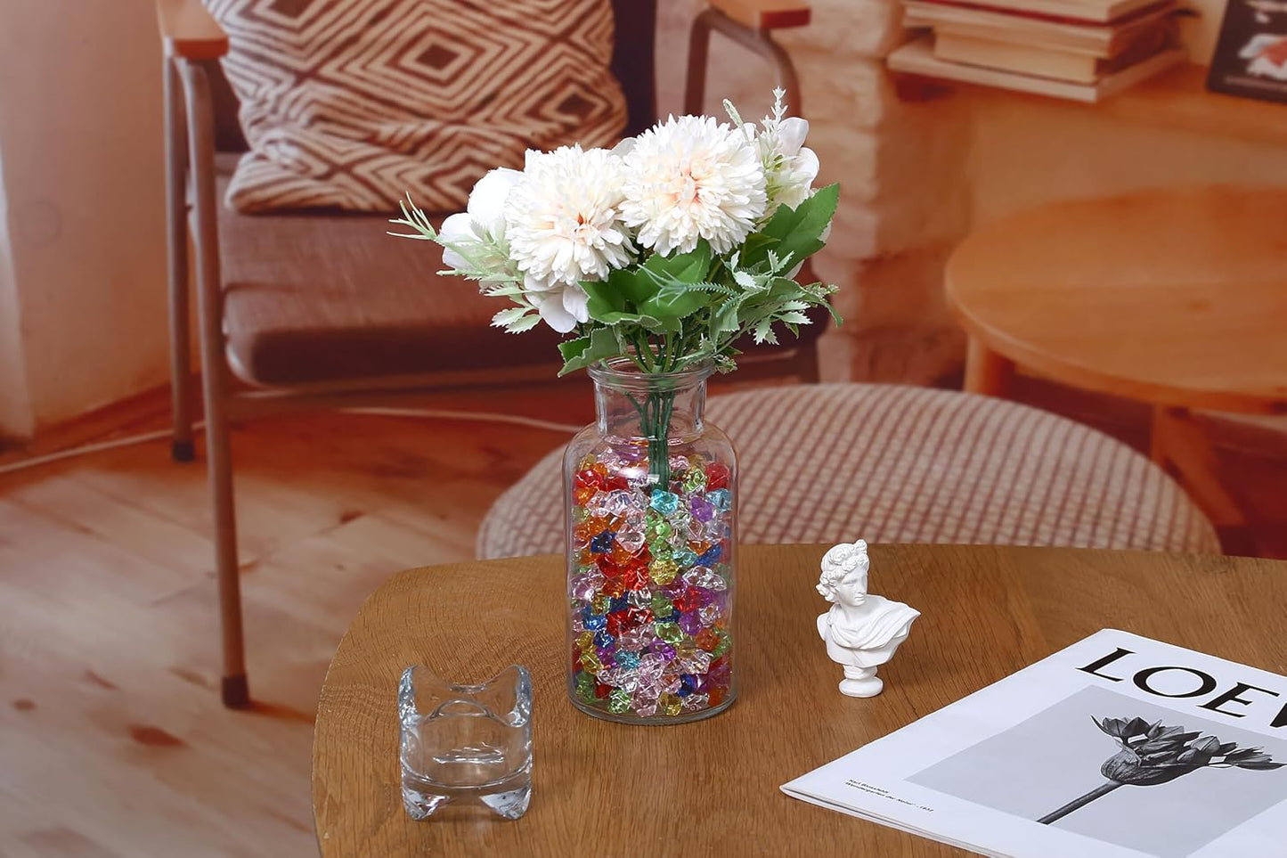 LAIDANLA 500PCS Multicolor Acrylic Gems Fake Ice Cubes Vase Fillers for Centerpiece Colorful Plastic Diamonds Fake Crushed Rocks for DIY Party Table Scatter Prop Wedding Decoration Accessories