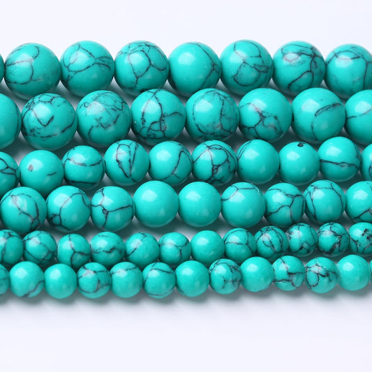 Turquoise Stone Beads Gemstone Round Crystal Energy Jade Beads Stone Beads for Jewelry Making DIY Bracelet Necklace Jewelry Making 1 Strand 15.5inch 35PCS 10MM