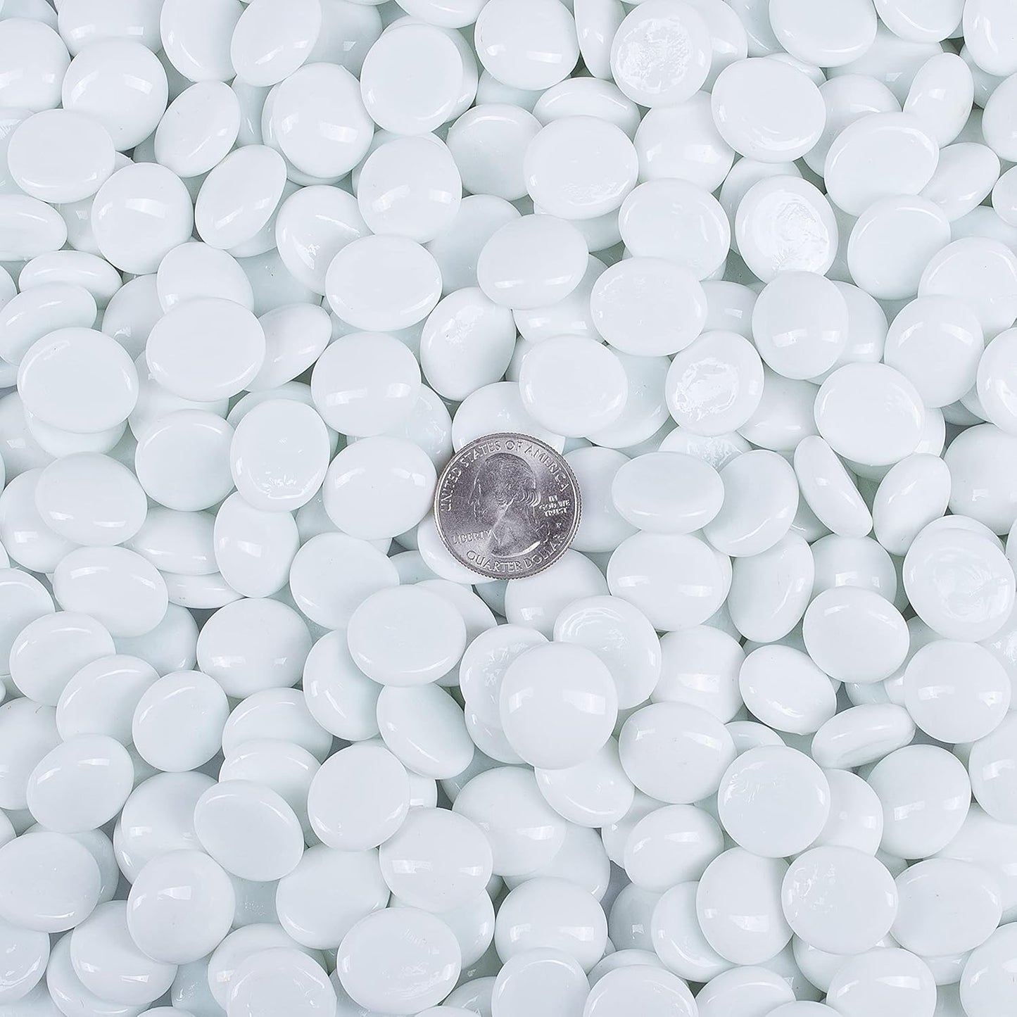Galashield Flat Glass Marbles for Vases White Glass Gems Beads Pebbles Vase Filler (5 LBS, Approx. 540 PCS)