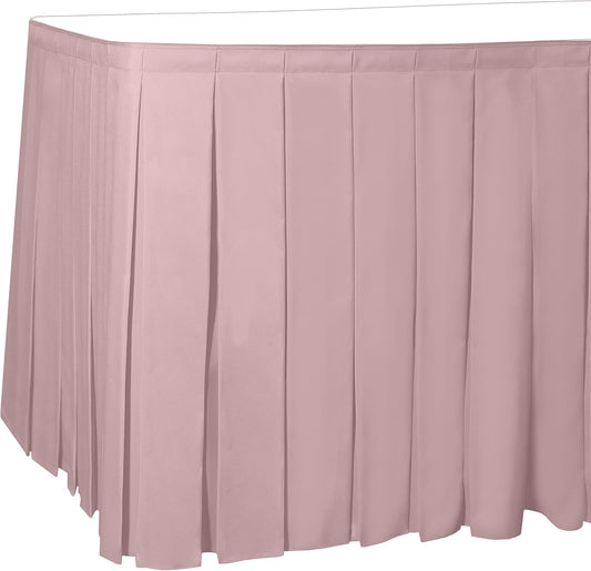 Ultimate Textile Pleat Polyester Fabric Table Skirt - Machine Washable Flame Resistant with Clips for Events, Weddings & Trade Shows, Cut & Sewn in Paterson, NJ - Light Pink, 14' Box Pleat