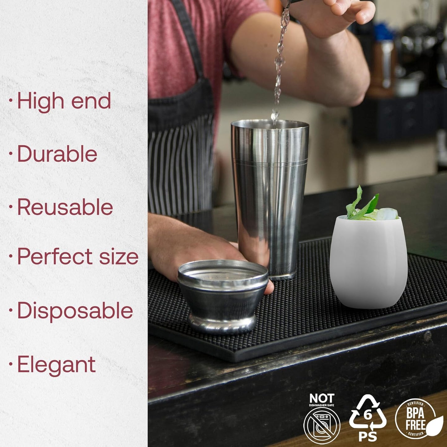 Smarty Had A Party 12 oz Wine Glasses Pack of 64 White Stemless Plastic Glasses, Unbreakable Disposable Drinkware for Parties and Events