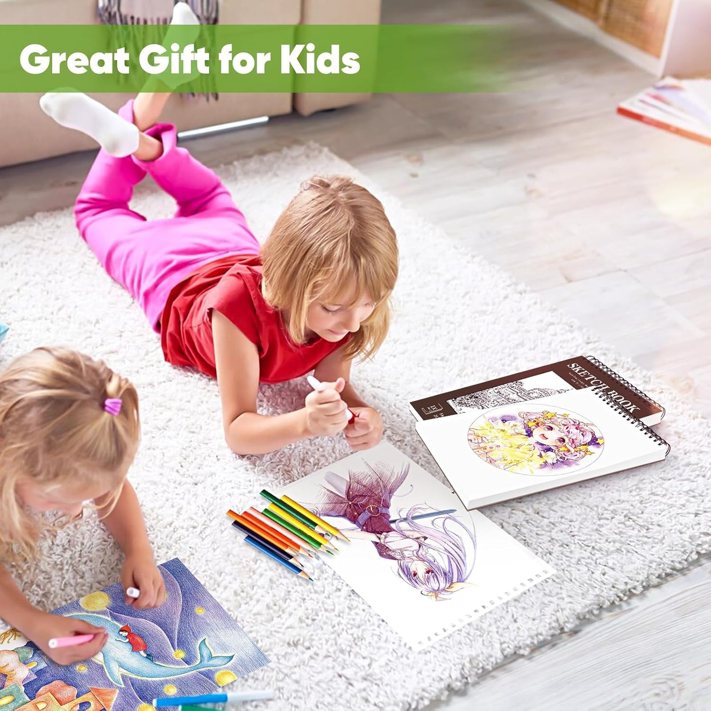 Soucolor 8" x 10" Blank Spiral Notebook| 100 Sheets 68lb/100gsm| Classroom Must Haves Supplies, Back to School Supplies for Teachers & Students| Small Sketchbook Drawing Paper for Kids and Adults