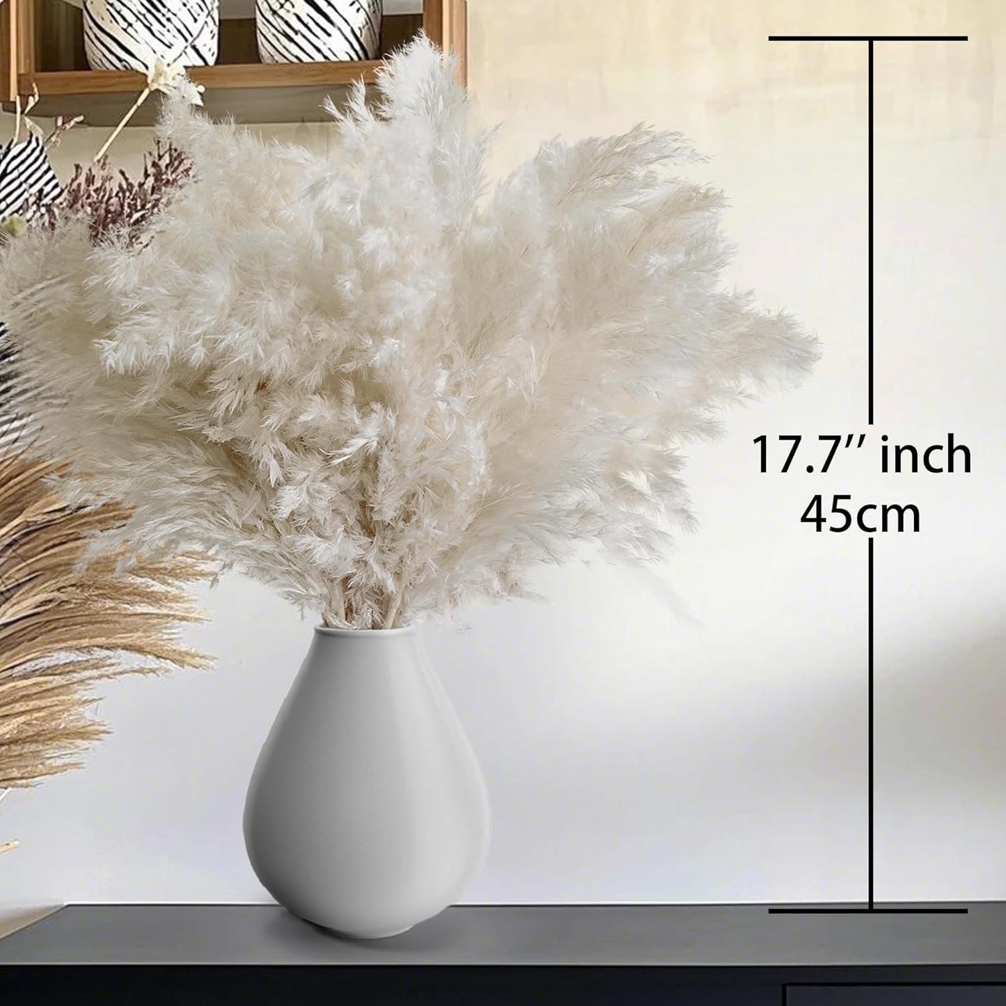 40PCS White Pampas Grass for Home Decor - Elegant Boho Decor - Premium Quality Pampas Grass Stems - Perfect for House, Nursery, Western, Wedding, Table, and Bohemian Decor