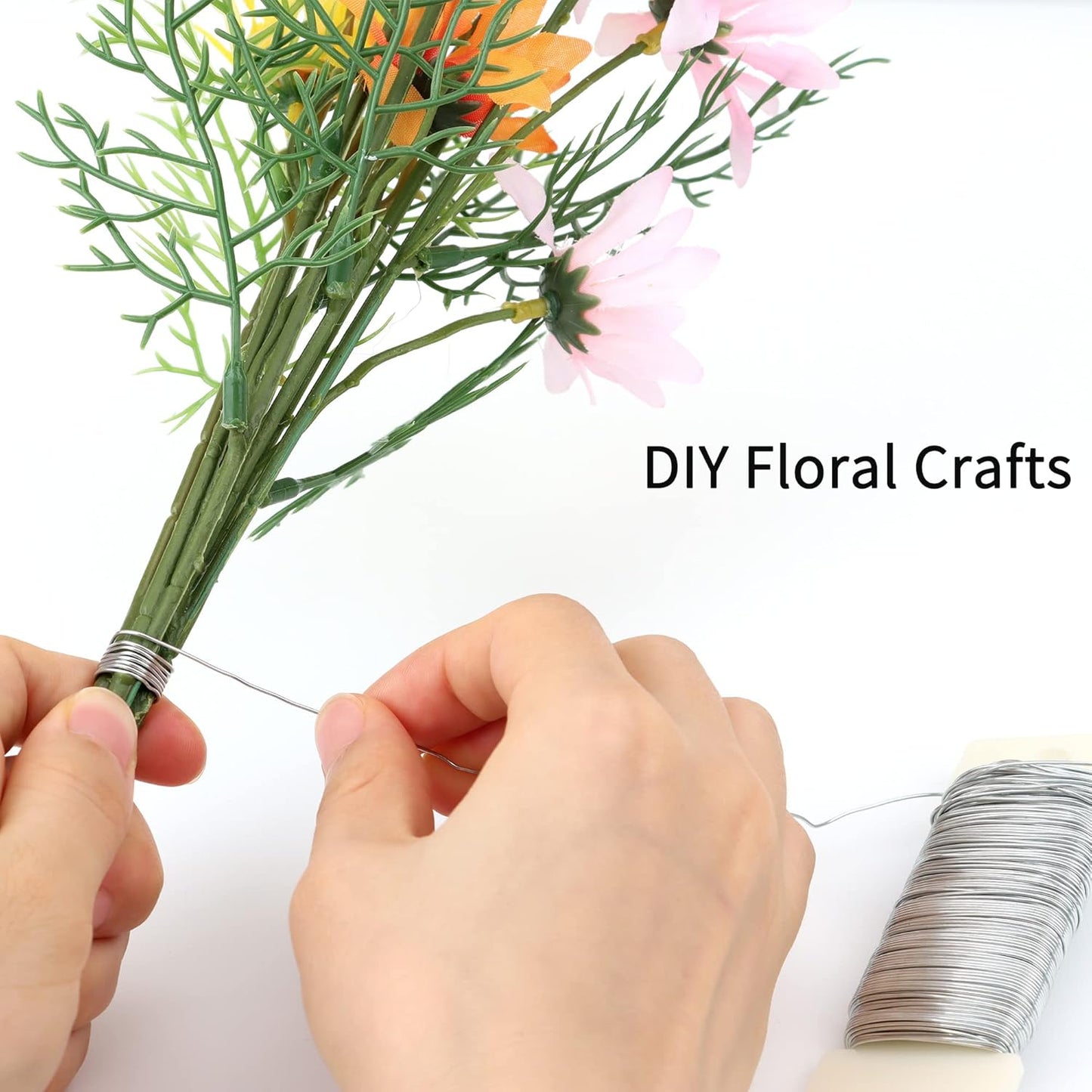 Silver Floral Wire - 152 Yards, 22 Gauge, Flexible for Flower Arrangement, Garland, Wreaths, Plant Crafts