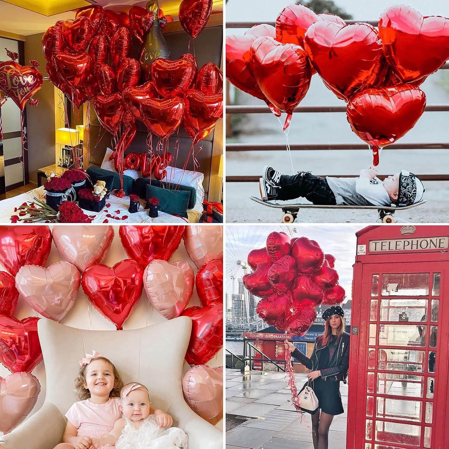10Pcs Red Foil Heart Shaped Balloons 18 Inch Heart Mylar Balloons For Baby Shower Wedding Valentine Decorations Love Balloons Party Decorations