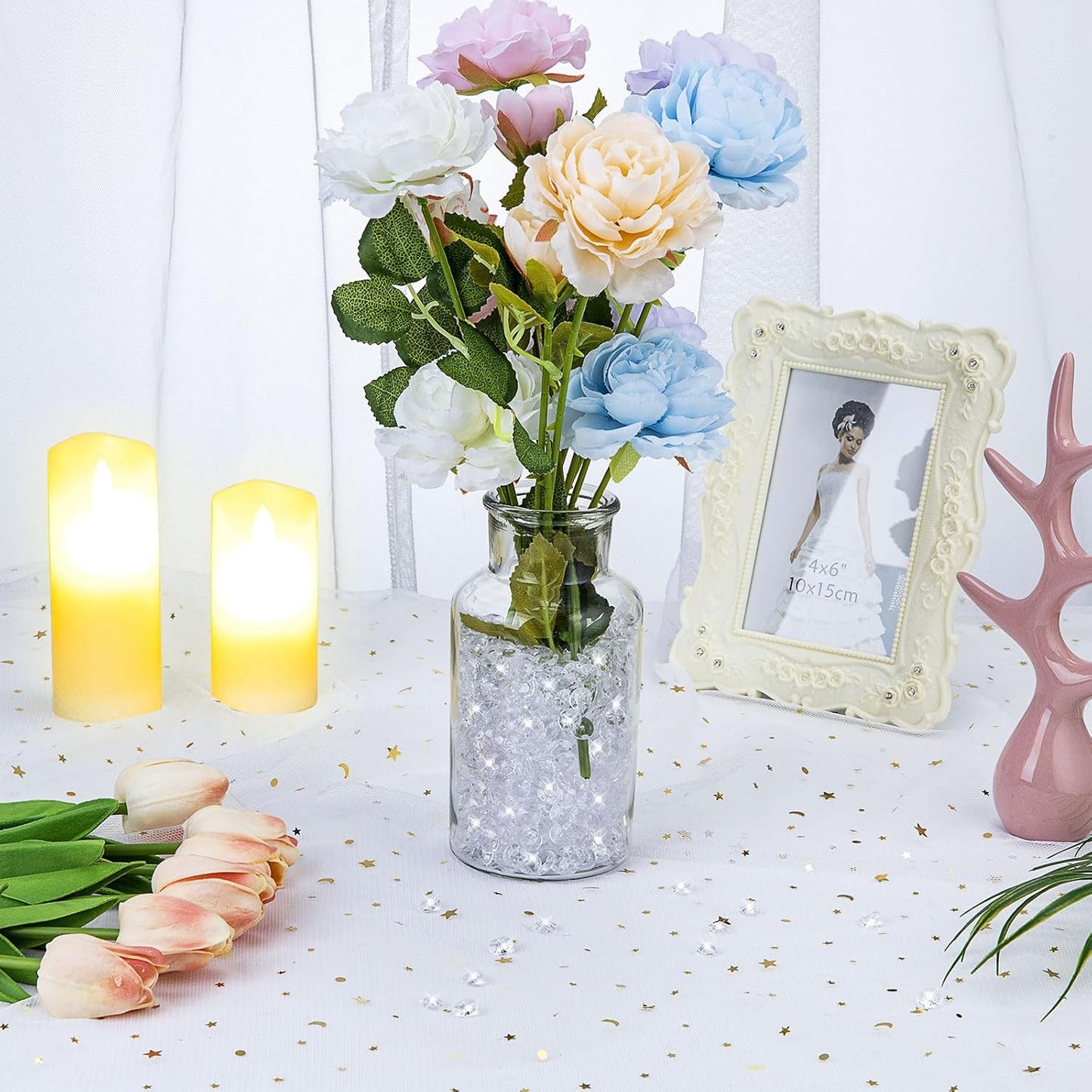 5000 pcs/Pack Wedding Table Scatter Confetti Crystals Acrylic Diamonds 6mm 0.236inch Rhinestones for Wedding, Bridal Shower, Vase Beads Decorations (6mm, Champagne,More Gold in Hue)