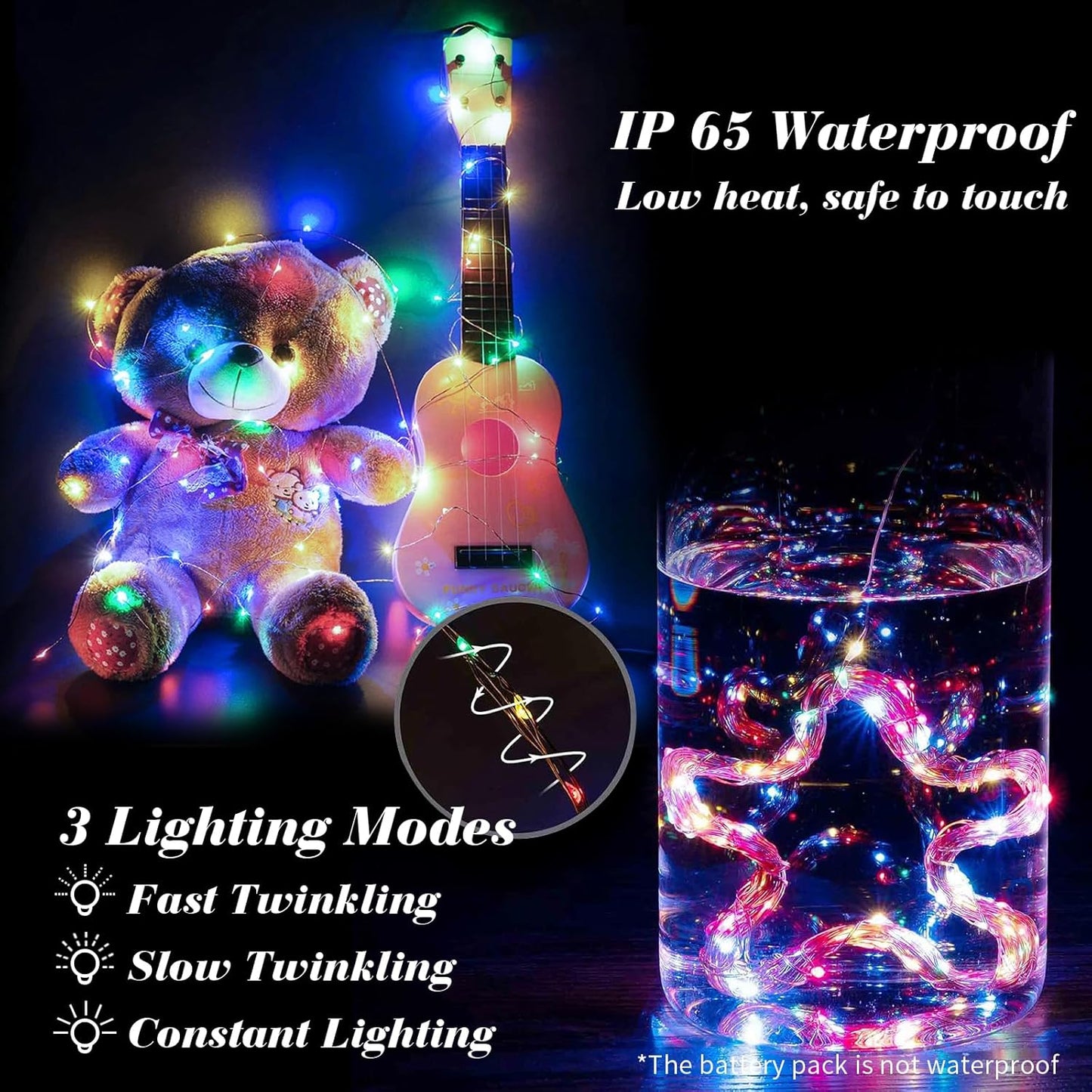 ZGWJ 12 Pack Fairy Lights Battery Operated, 7ft 20 Mini LED Fairy String Lights Silver Wire 3 Modes for DIY, Parties, Wedding, Bedroom, Halloween Christmas Decoration Multicolor