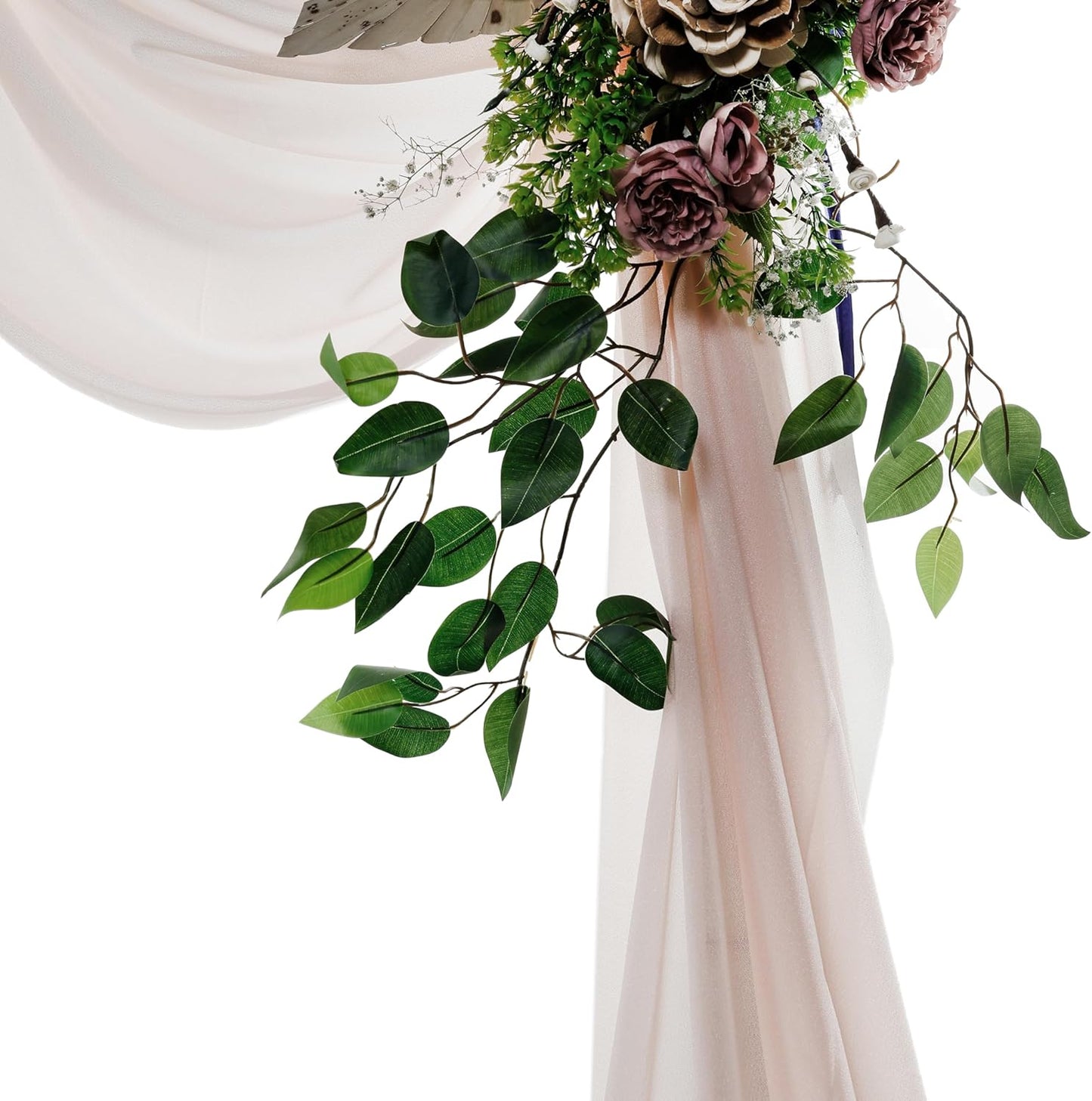 VDS Pack of 3 Panel (30 Inch X 20 Feet) Wedding Arch Draping Fabric Sheer Chiffon Fabric Drapery for Wedding Ceremony Reception Swag Backdrop Canopy Chuppah ARBO Altars Decoration (Nude)