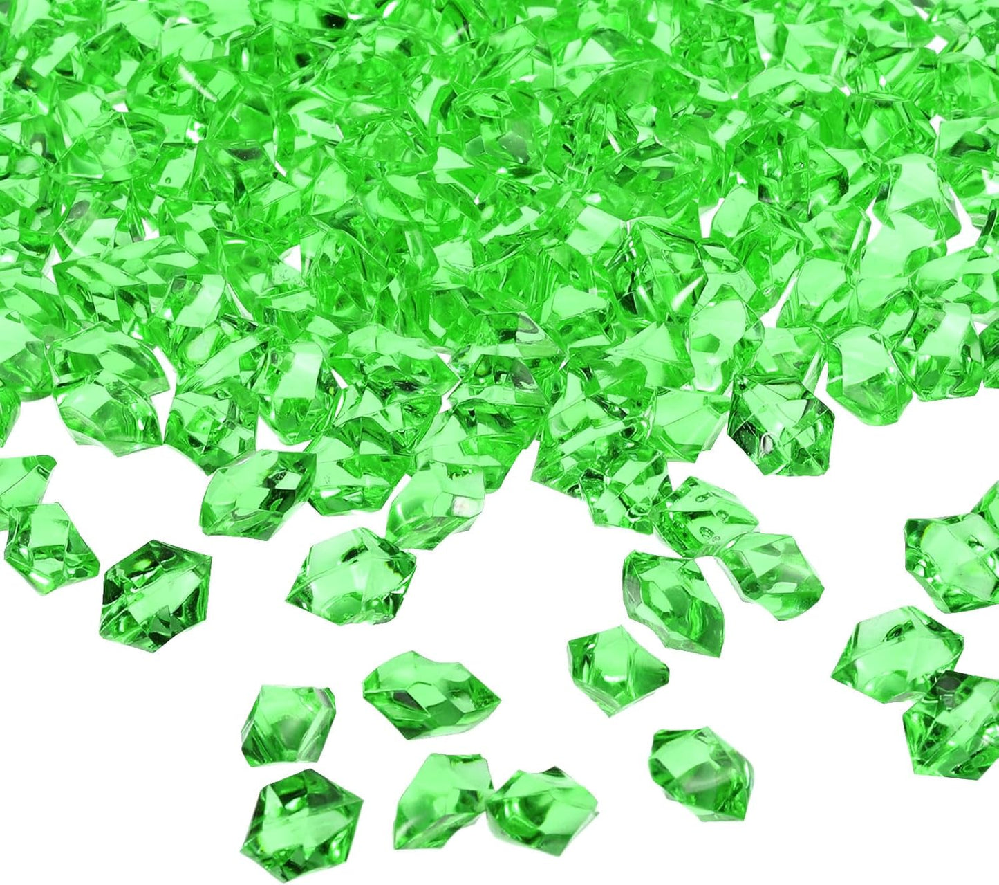 uxcell 1000pcs Fake Ice Rocks, Dazzling Clear Resin Crushed Ice Sparkling Fake Diamonds Gem Stones for Vases Fillers Table Scatter, Theme Party Favors, Green