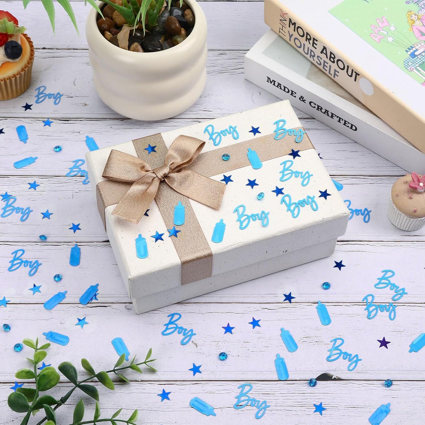 MARFOREVER Blue Confetti, Baby Shower Decorations Glitter Boy Table Confetti Sprinkle Gender Reveal Scatter for Gender Reveal Birthday Party Decorations