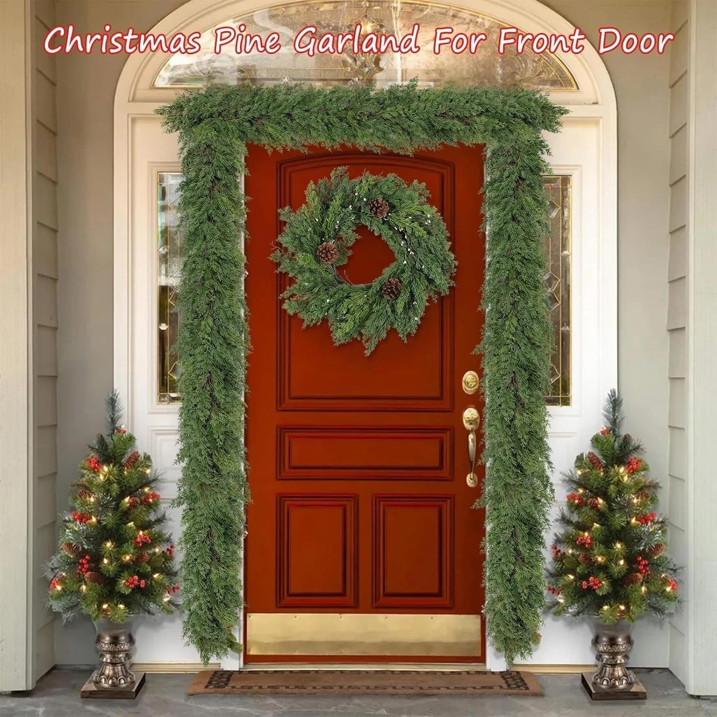 6FT Artificial Christmas Cedar Garland, Realistic Greenery Garlands Soft and Thick Cedar Pine Garland for Mantle Table Fireplace Door Stairs Holiday Christmas Decoration Outdoor Indoor(1pcs)
