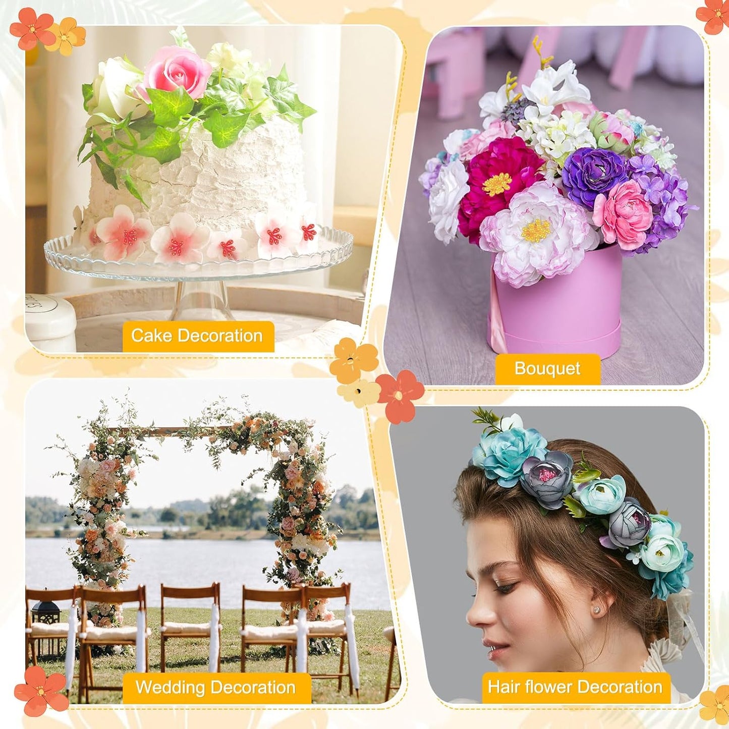 600-Pack Flower Stamens for Crafts, 5mm Double Heads Artificial Pearl Floral Pistil Mini Flower Pollens Stamens for DIY Making/Wedding/Scrapbook Decoration [White]