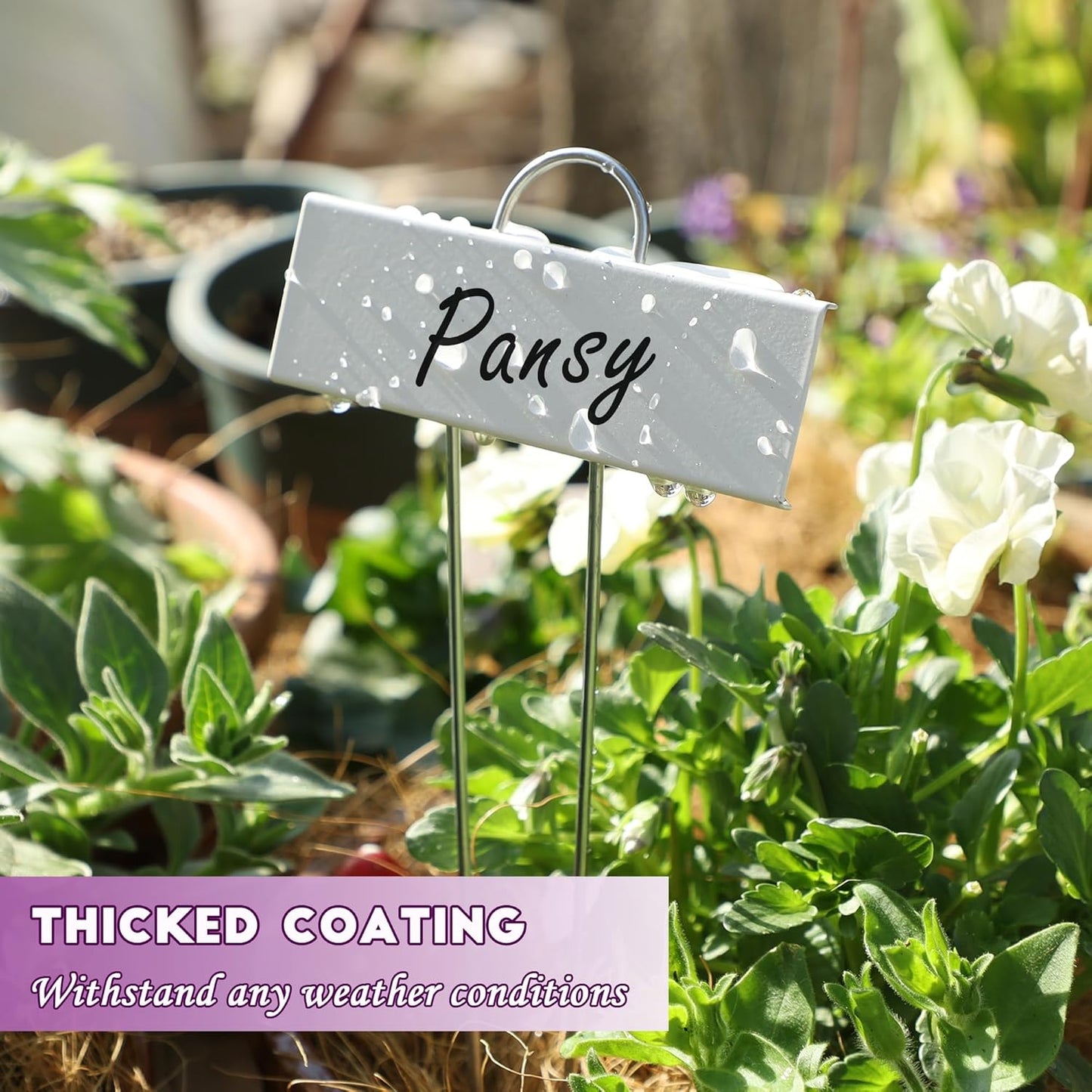 FORUP Metal Plant Labels, 30 Pack Garden Label Markers, Weatherproof Garden Stake Tags, Reusable Planting Gardening Markers, White