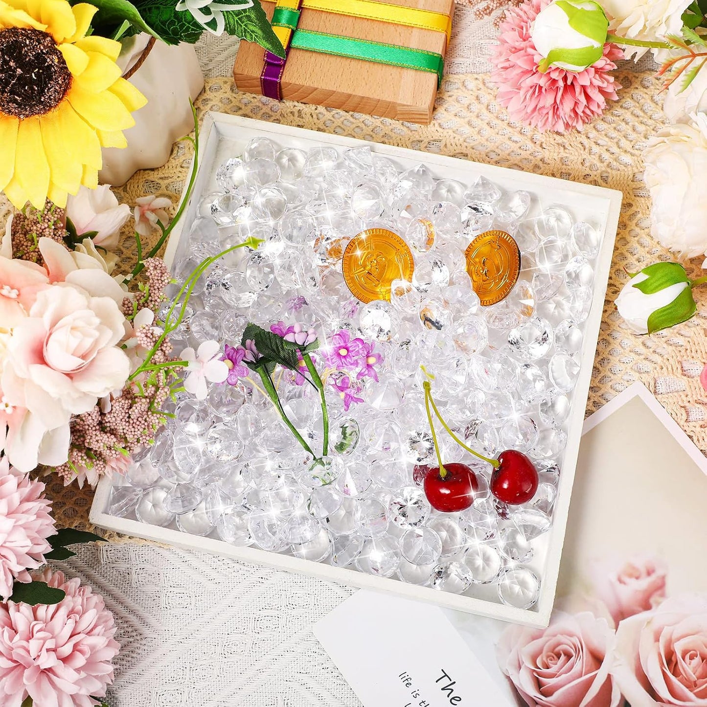 400 Pcs 0.8 Inch 20mm Clear Fake Diamonds Wedding Table Diamond Decor Scattering Crystal Diamonds for Decoration Vase Filler Jewelry for Wedding Anniversary Engagement Bridal Shower Party Decors