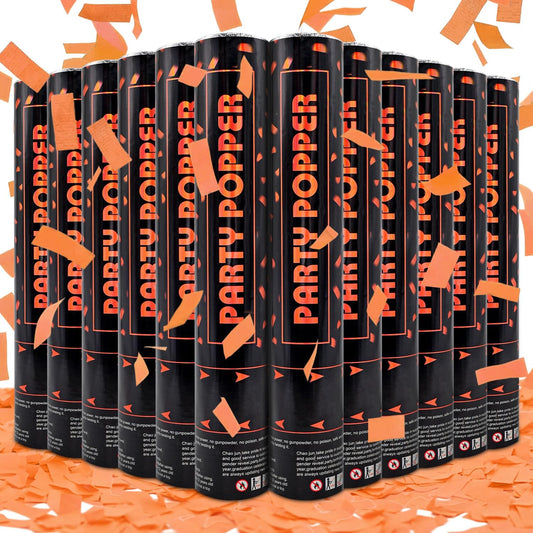 Confetti Poppers Orange Confetti Cannon 12 Pack Party Poppers Biodegradable12 inch Wedding Party Confetti Bulk Streamer Confetti Cannon Launches up to15-25ft for Christmas Birthday Graduation New Year