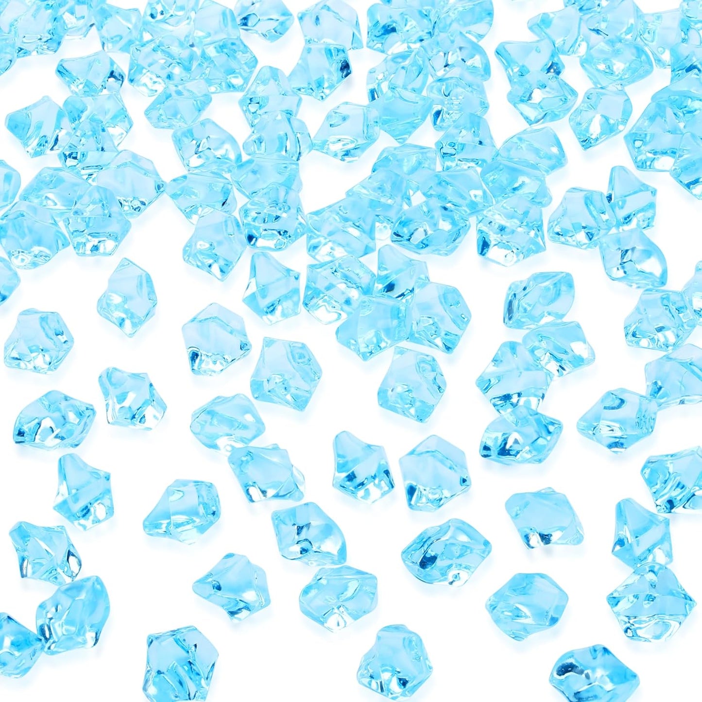 YATOJUZI 500pcs Fake Ice Cubes Sky Blue Acrylic Crushed Rocks Vase Fillers Plastic Diamonds Gems for DIY Party Wedding Centerpiece Table Scatter Prop Display 0.5" (Only Sky Blue)