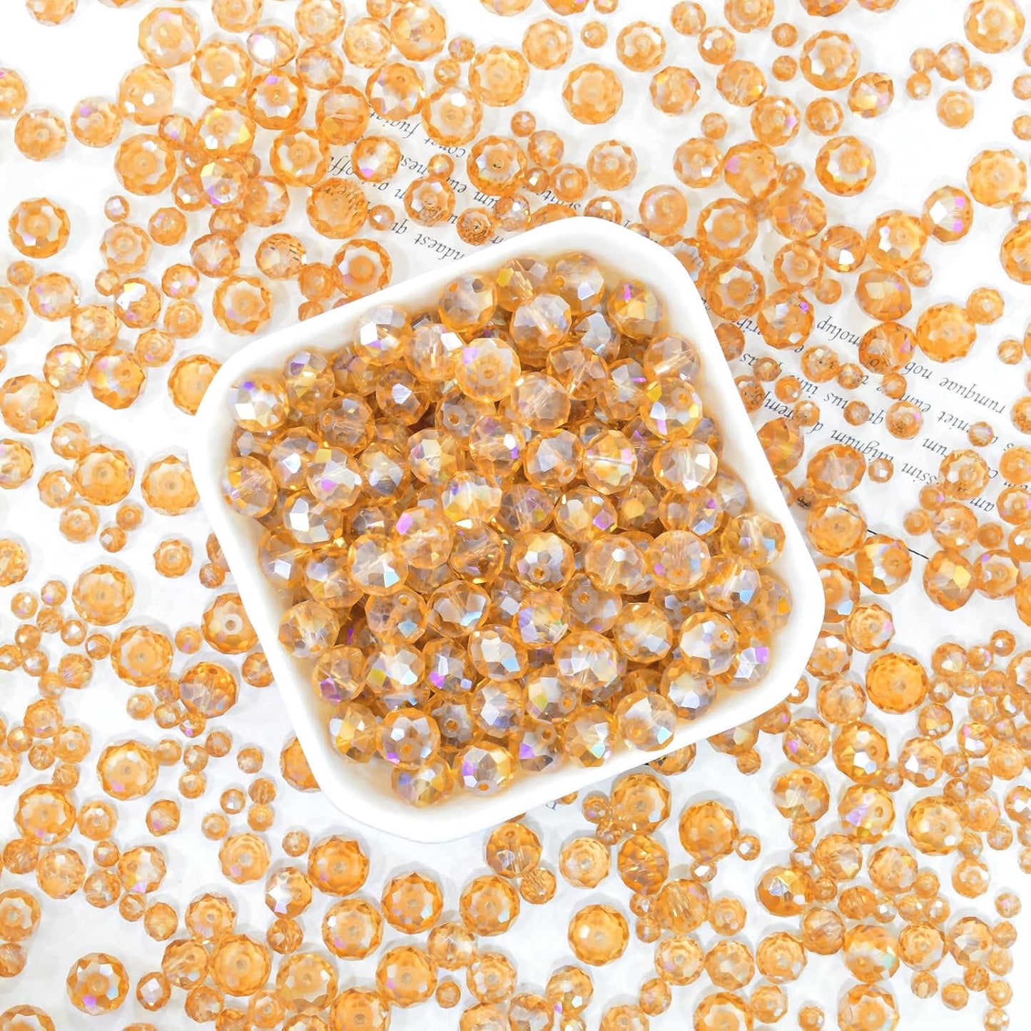 800Pcs 4/6/8/10mm Crystal Glass Beads for Jewelry Making Beads for Bracelets Necklace Pendants Making Supplies(Gold Champagne)