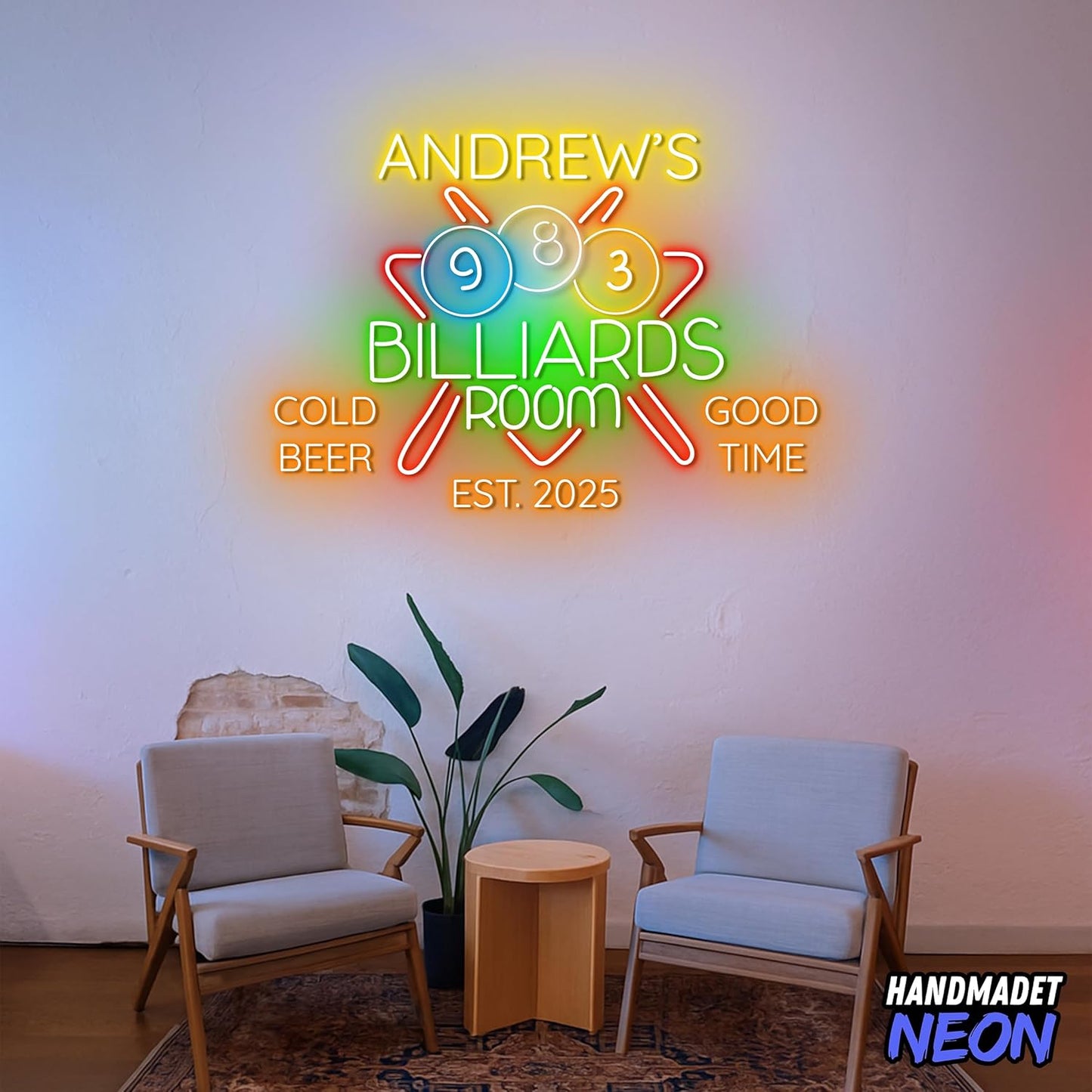 Personalized Billiards Neon Sign, Custom Billiard Decor Led Light, Decorative Wall Art Lights Signs, Lounge, Game Room Gifts For Friends, Kids, Dad, Brother