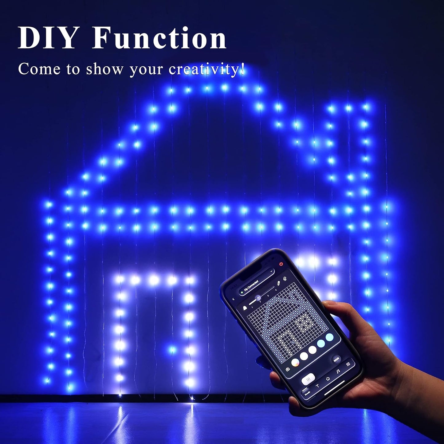 JMEXSUSS App-Controlled Color Changing Curtain Lights, 400 LED RGB String Lights for Halloween, Bedroom, Window, Wall, Party, Backdrop, Christmas, Indoor, and Outdoor Decorations, 6.5x6.5ft