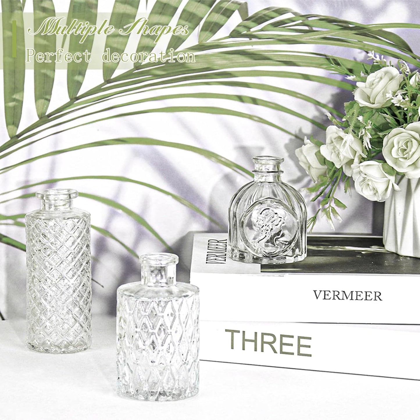 Set of 24 Glass Bud Vase Set, Small Vintage Clear Flower Vase Centerpieces for Table Bulk Cute Rustic Style Mini Vase for Home Decor Wedding Baby Shower Birthday Party