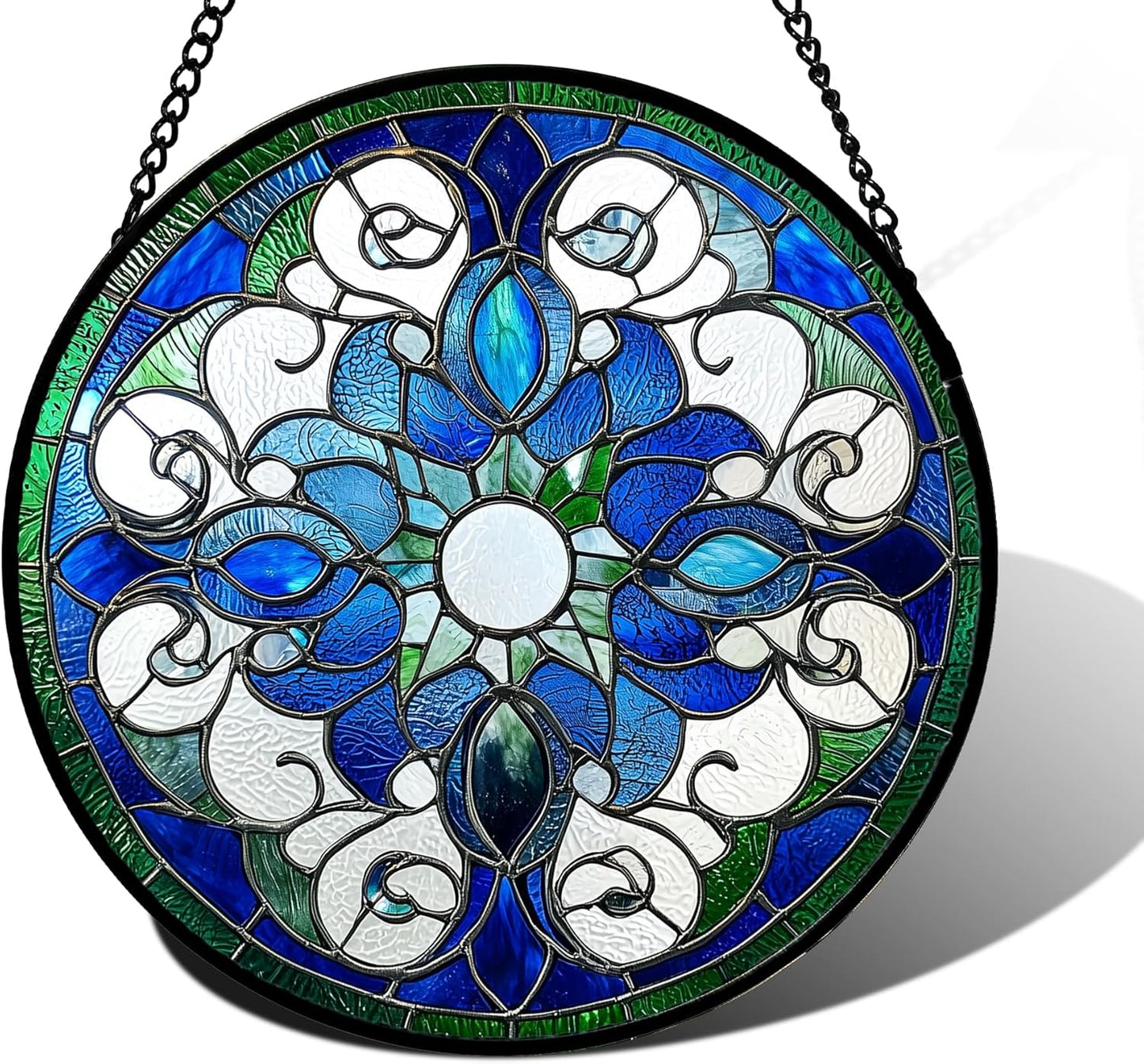 Stained Glass Window Hanging, Boho Style Sun Catchers Diamond Glass Panel Hangings Tiffany Suncatcher Decor for Birthday for Women, Men, Wife, Aunt, and Mom 11.8x11.8 in