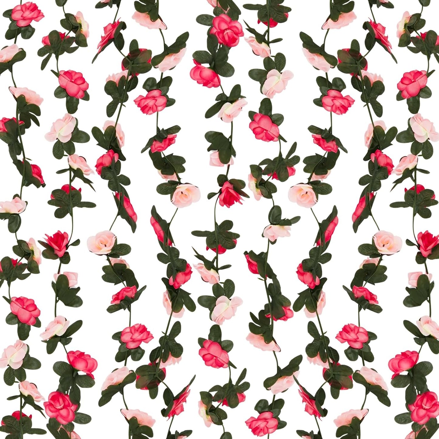 2 Pcs 16.5 Ft Flower Garland Rose Vines, Pink Rose Garland for Decoration, Flower Vine for Bed Room Table Birthday Wedding Party Garden Wall Decor