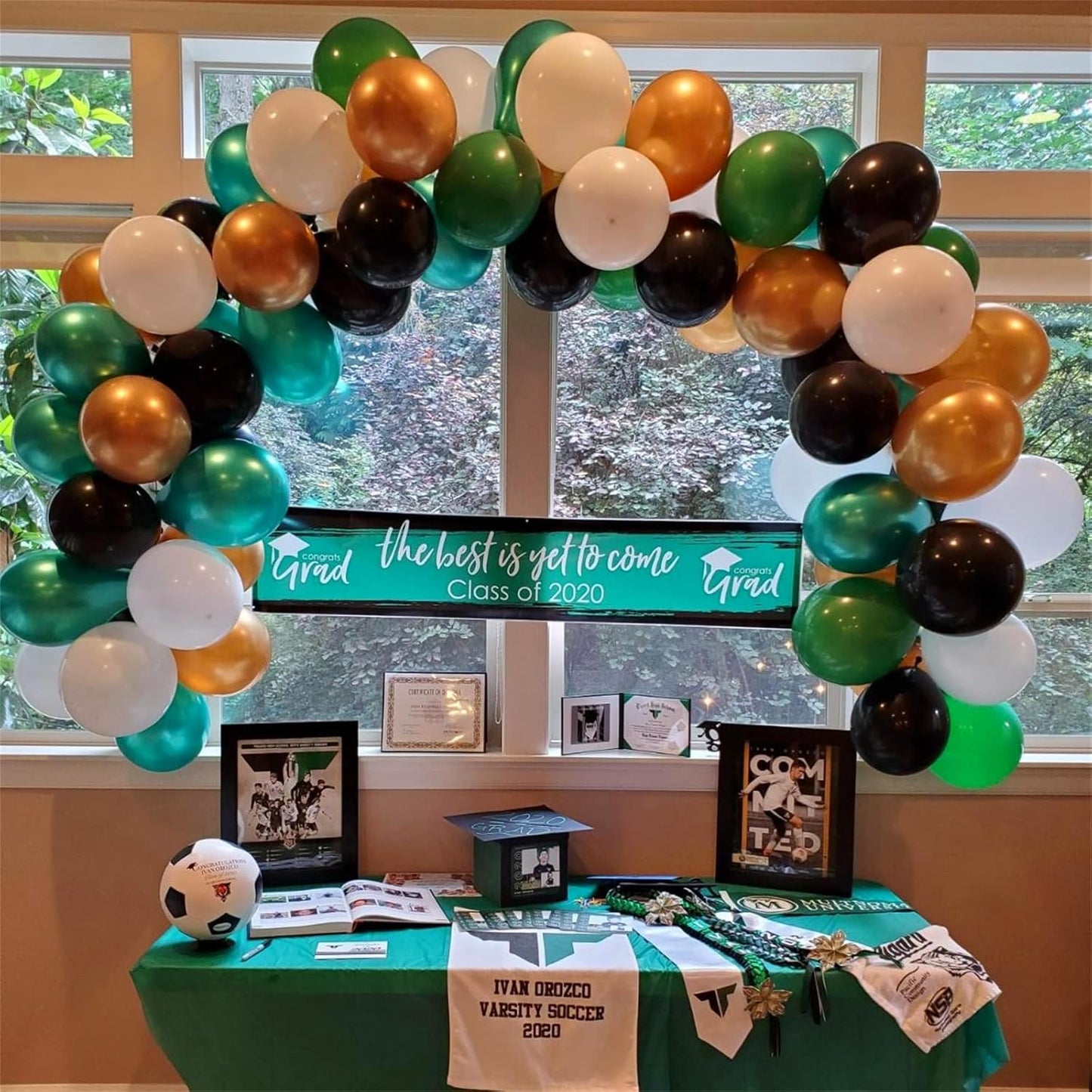 Dark Green Gold and Black balloons, 60Pcs Dark Green Black Metallic Green Silver Gold Confetti Latex Balloons for Video Game Party Balloons, Wedding, Jungle Safari Animal Theme Birthday Decoration