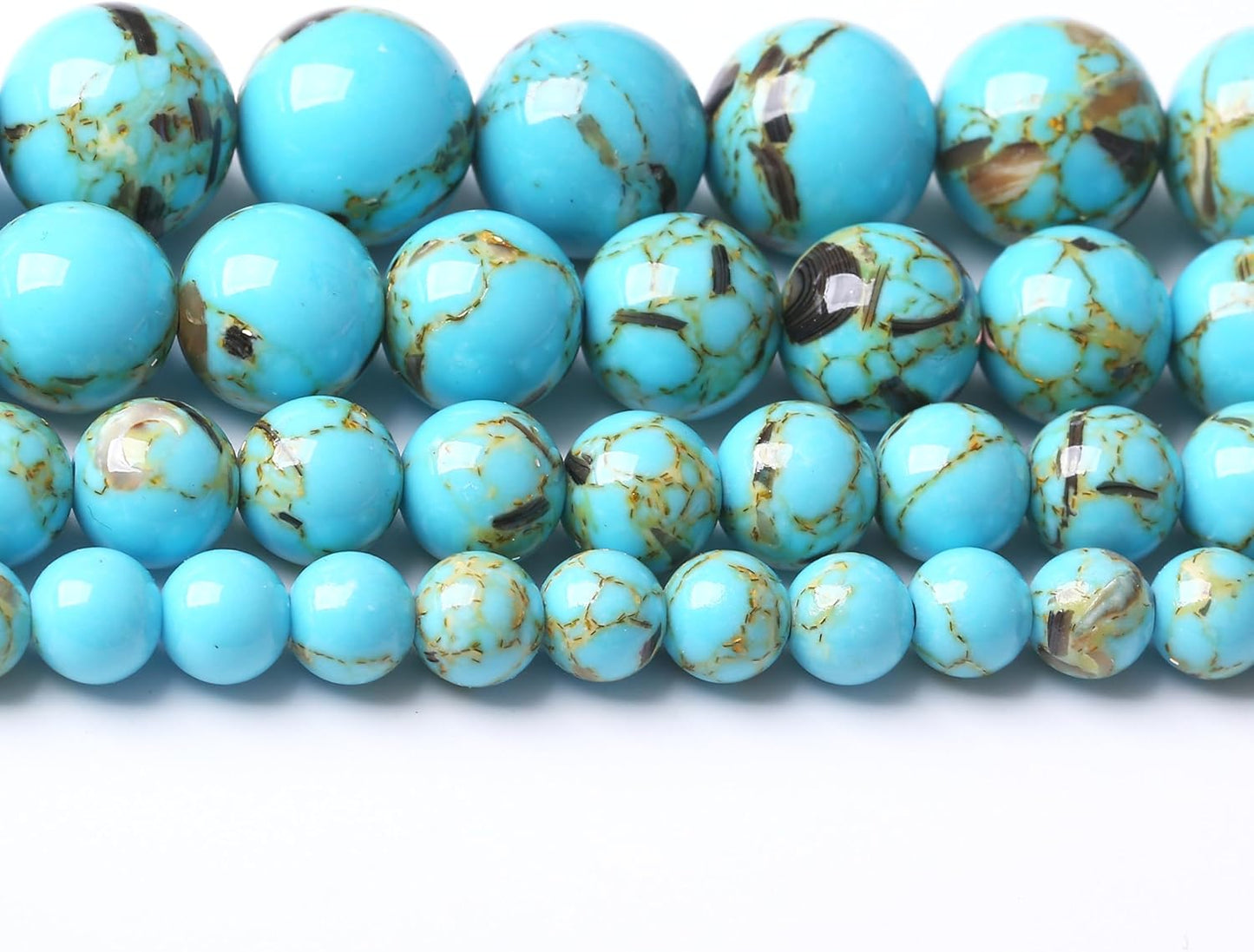 Blue Shell Turquoise Stone Beads Gemstone Round Crystal Energy Jade Beads Stone Beads for Jewelry Making DIY Bracelet Necklace Jewelry Making 1 Strand 15.5inch 31PCS 12MM
