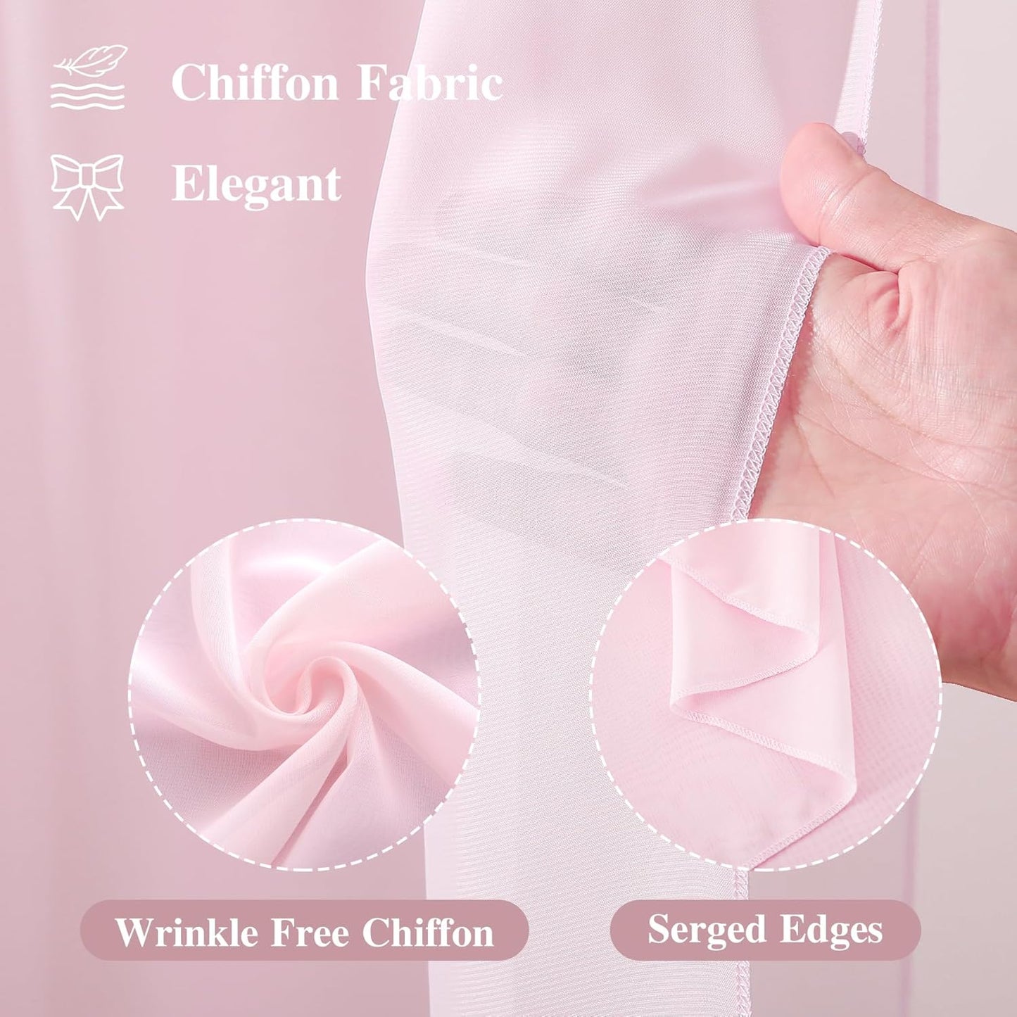 Wedding Arch Draping Fabric 1 Panel 18Ft Blush Chiffon Fabric Drapes Arbor Drapery for Wedding Ceremony Reception Swag Decorations