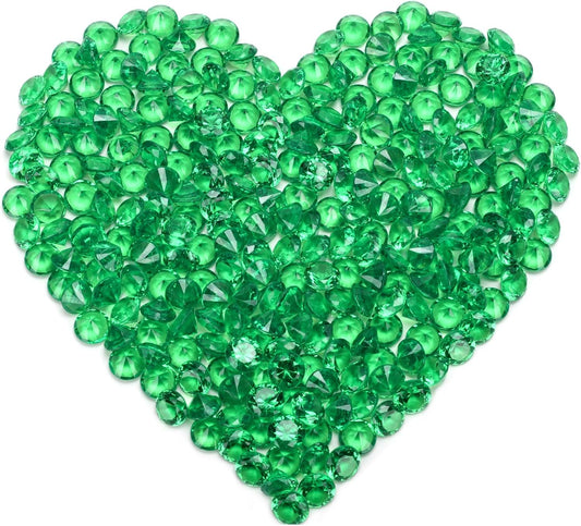 Fake Diamond Christmas Decoration, 280 pcs 20 mm Acrylic Diamond for Table Scatters Vase Fillers Green