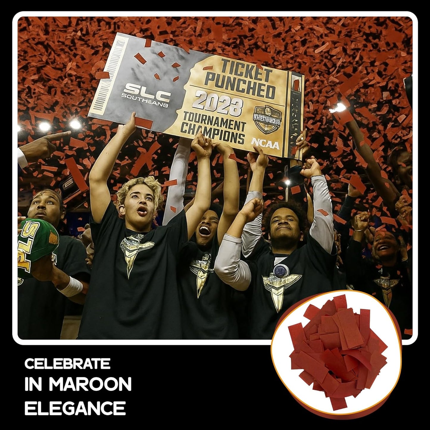 Maroon Biodegradable Confetti - Rectangular Flame-Resistant and Slow-Falling Tissue Paper Confetti for Cannon and Launcher use – Best for Parties Celebrations - 20 lb, 320 oz