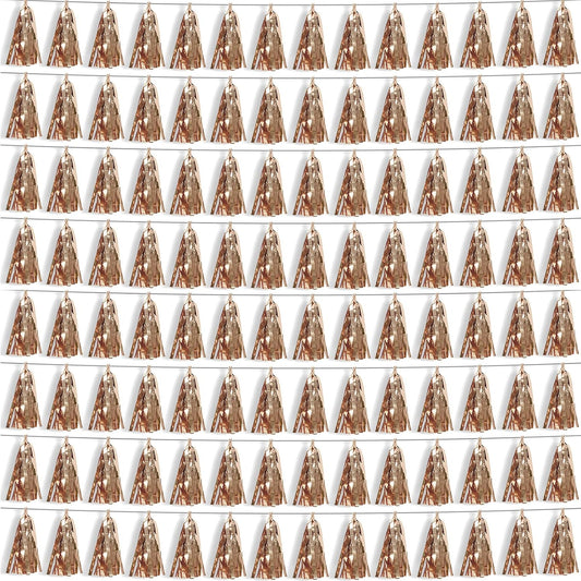 8P Champagne Gold Foil Fringe Metallic Tassel Streamers Banner Tassel Garland for Parade Floats, Bachelorette, Wedding, Birthday, Halloween, Christmas, Bridal/Baby Shower Party Decorations