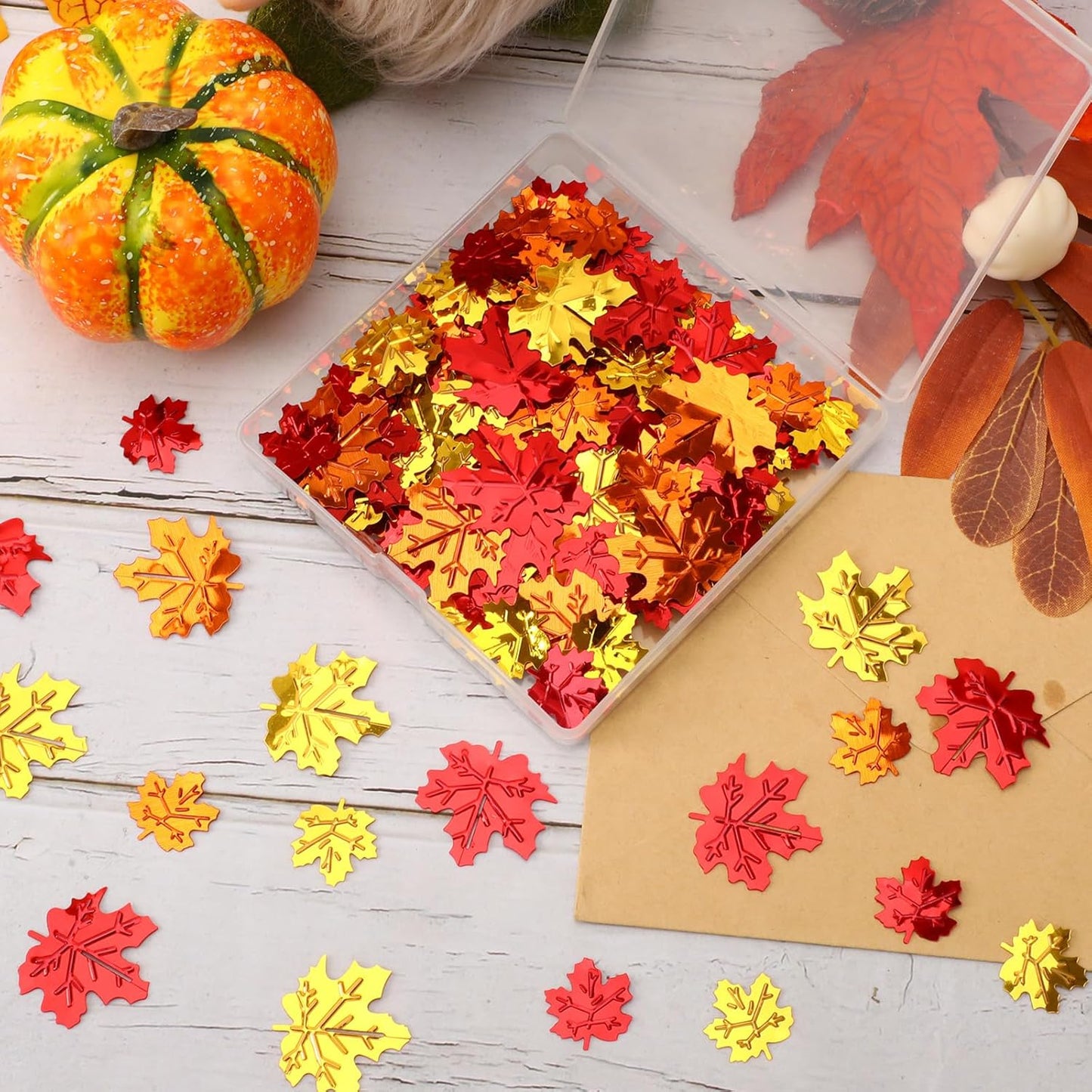 MARFOREVER Fall Glitter Confetti, Thanksgiving Metallic Foil Maple Leaves Fall Party Decorations Scatter Sequins Confetti Sprinkles for Thanksgiving Table Supplies