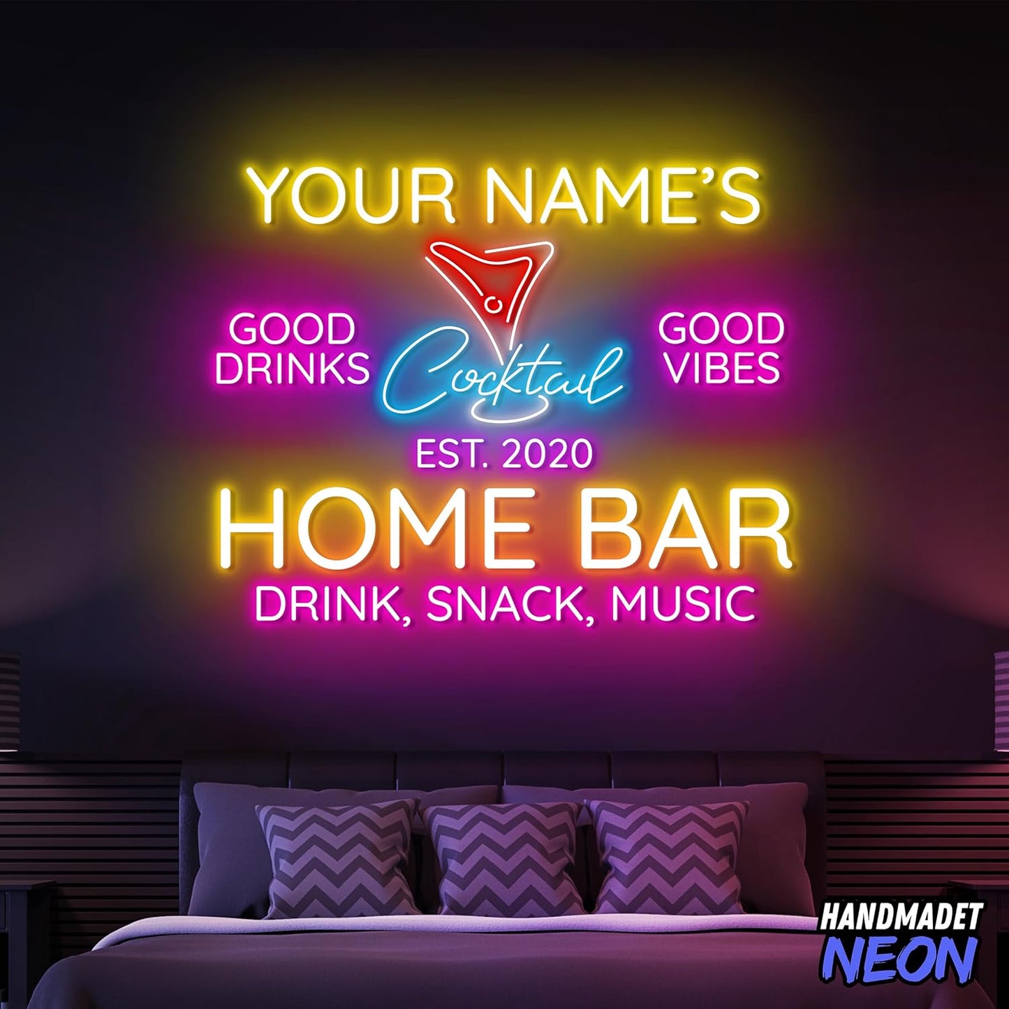 Personalized Cocktail Neon Sign Accessories, Custom Home Bar, Parties, Man Cave Decor Led Light, Wall Art Lights Signs Gifts For Friends, Pub Owners, Party Lovers