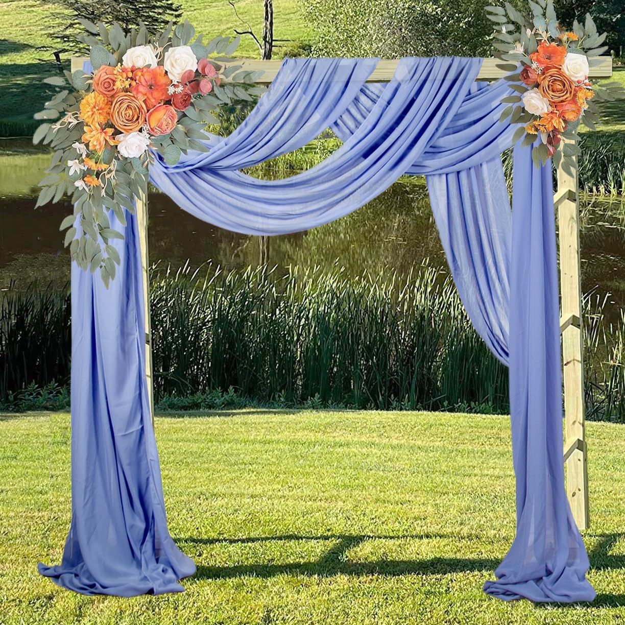 Wedding Arch Draping Fabric 20 Ft Periwinkle Color Chiffon Drapes for Weddings Chiffon Wedding Arch Drapes Fabric Ceremony Reception Swag Chiffon Fabric Drapery Party Ceiling Decoration