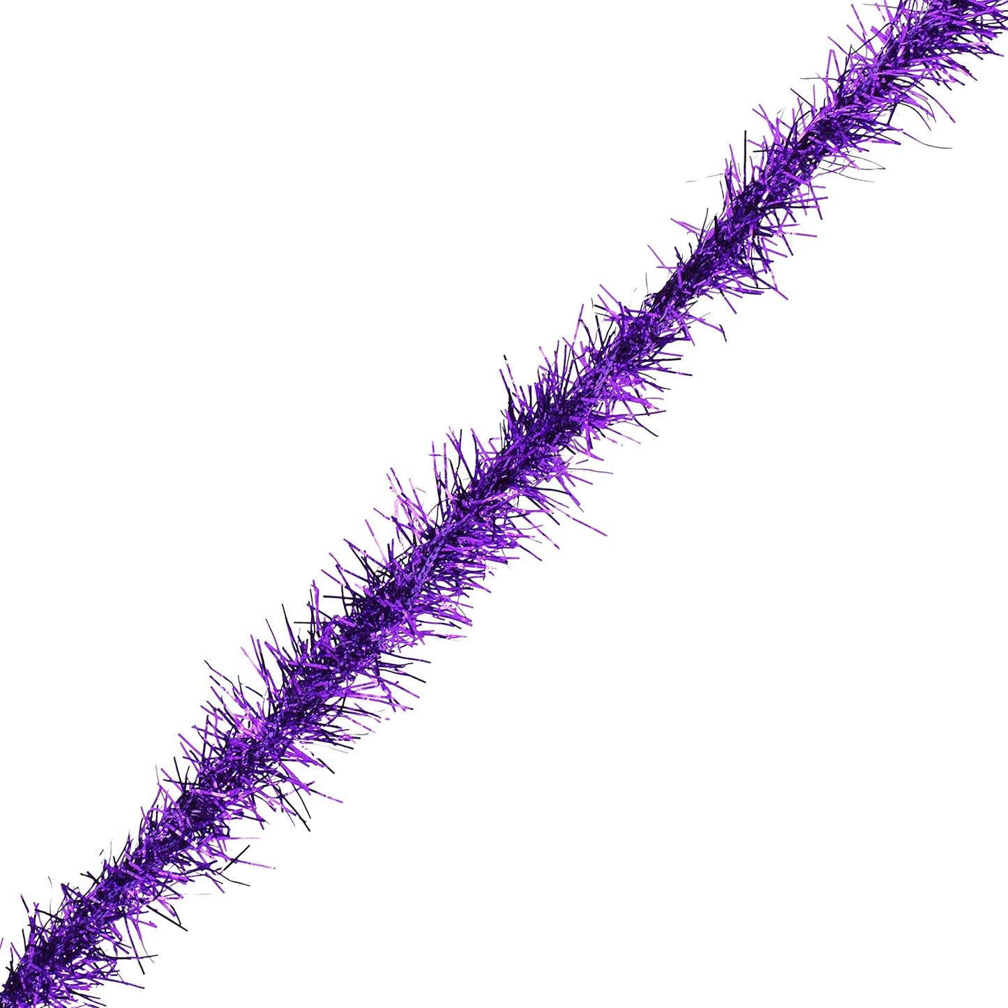 Mandala Crafts Purple Tinsel Garland - Thin Metallic Foil Glitter Mini Garland for Christmas Tree, Party, Wedding Decor, and Holiday Decorations