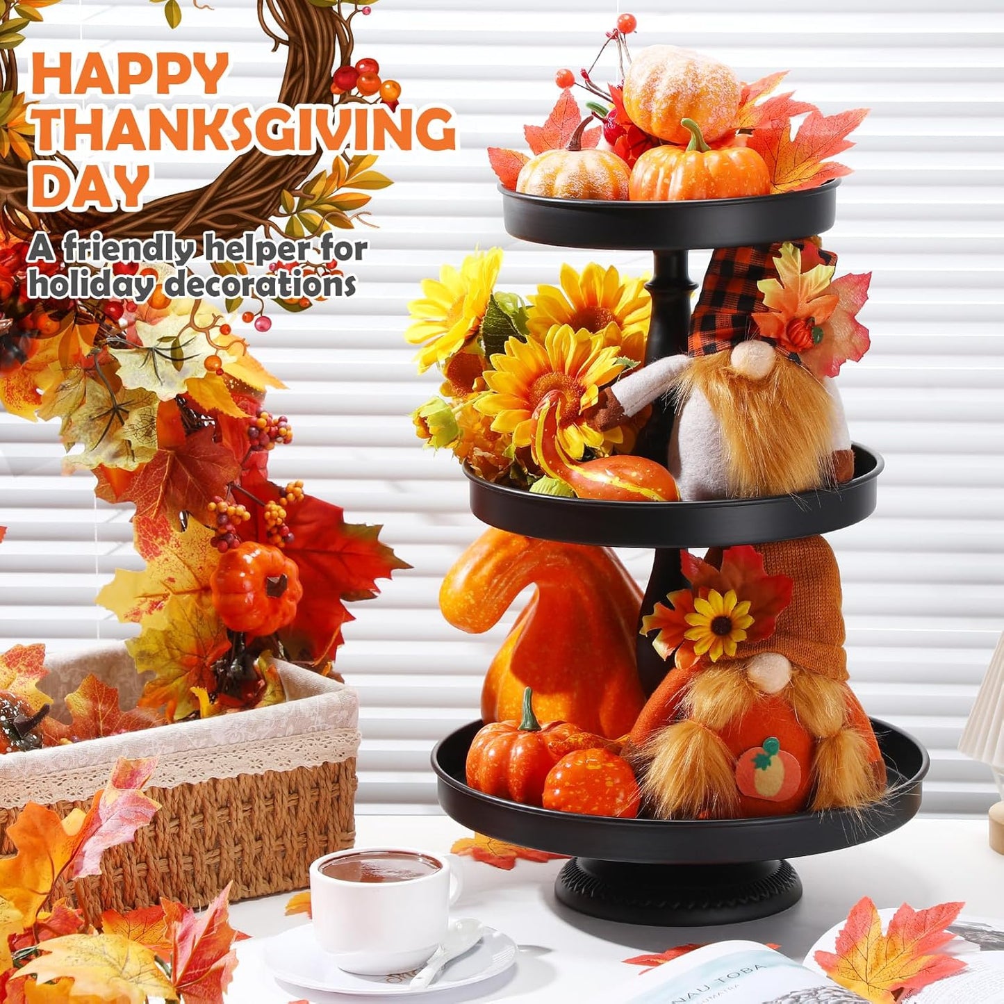 Maxdot 2 Pcs 3 Tier Cupcake Stand Holder, Round Cupcake Stand Serving Tray, Metal Tiered Tray Pastry Dessert Cake Tower Display Stand for Baby Shower Tea Party, Wedding and Birthday (Black)