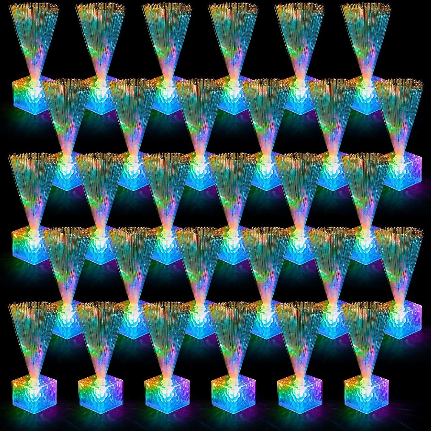Amylove 30 Pcs Mini Fiber Optic Lamps Bulk Small LED Light up Table Centerpieces for Party Event Decorations with Crystal Base Battery Powered for Glow in The Dark Favors Supplies (6 Inch,Clear)