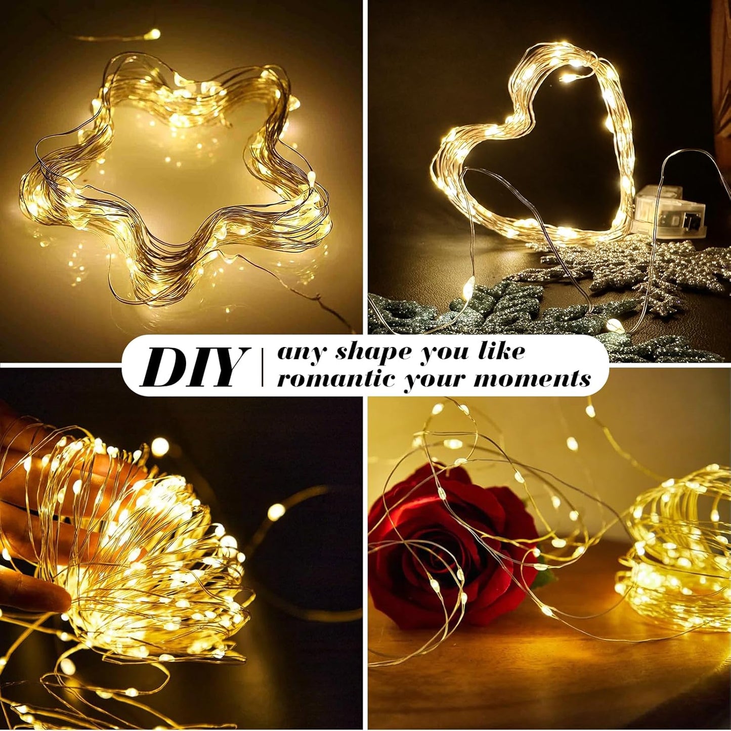 ZGWJ 24 Pack Fairy Lights Battery Operated, 7ft 20 Mini LED Fairy String Lights Silver Wire 3 Modes for DIY, Parties, Wedding, Bedroom, Halloween Christmas Decoration Warm White